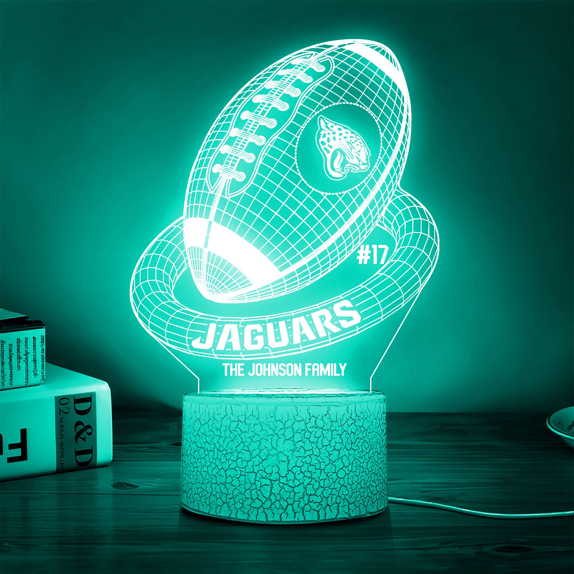 Jacksonville Jaguars Sport Team 3D Led Lamps Custom Family Name And Number, Sport Gifts, Sport Home Decor 