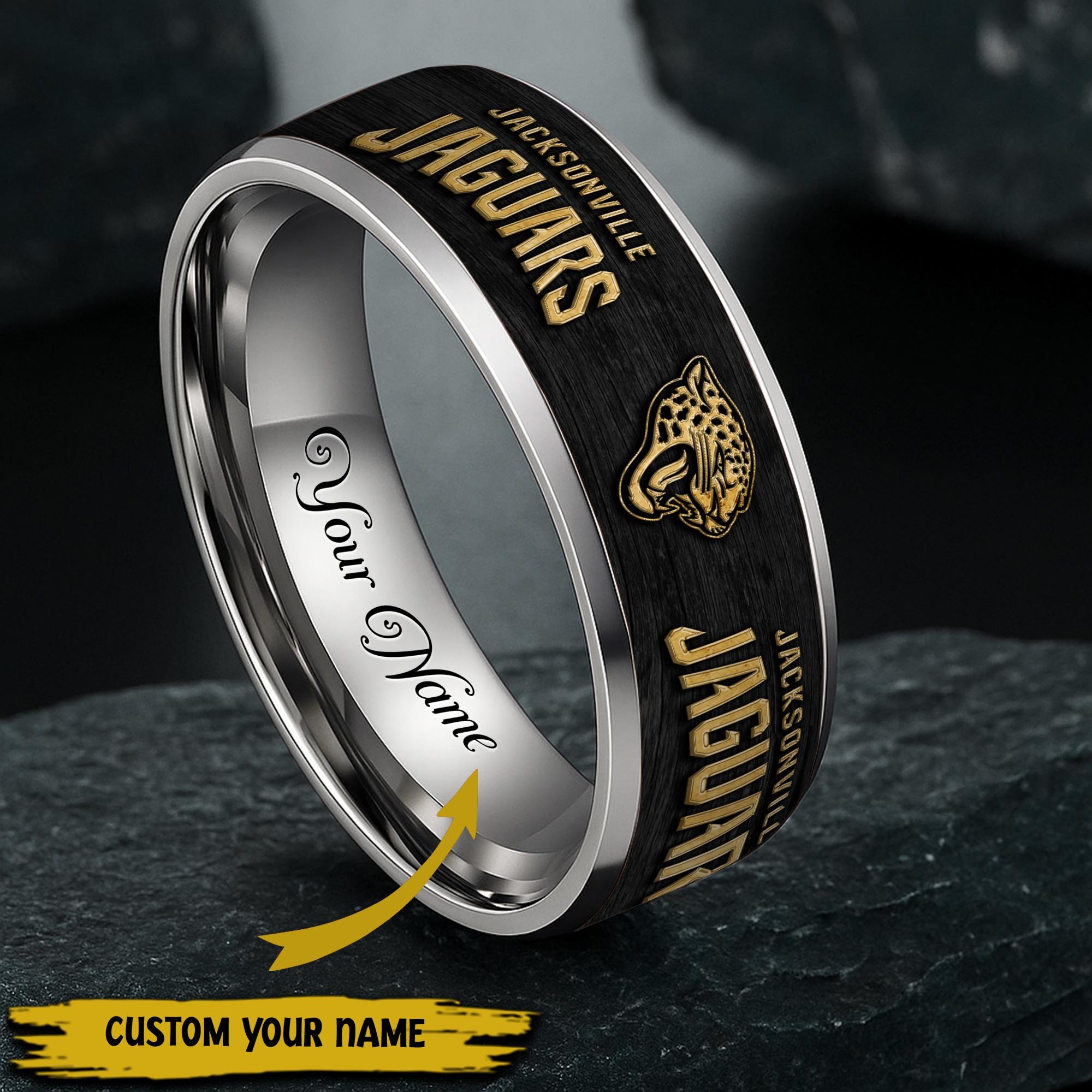 Jacksonville Jaguars Stainless Steel Rings Comes With Box Custom Your Name 2025 Versions, Gifts For Fan