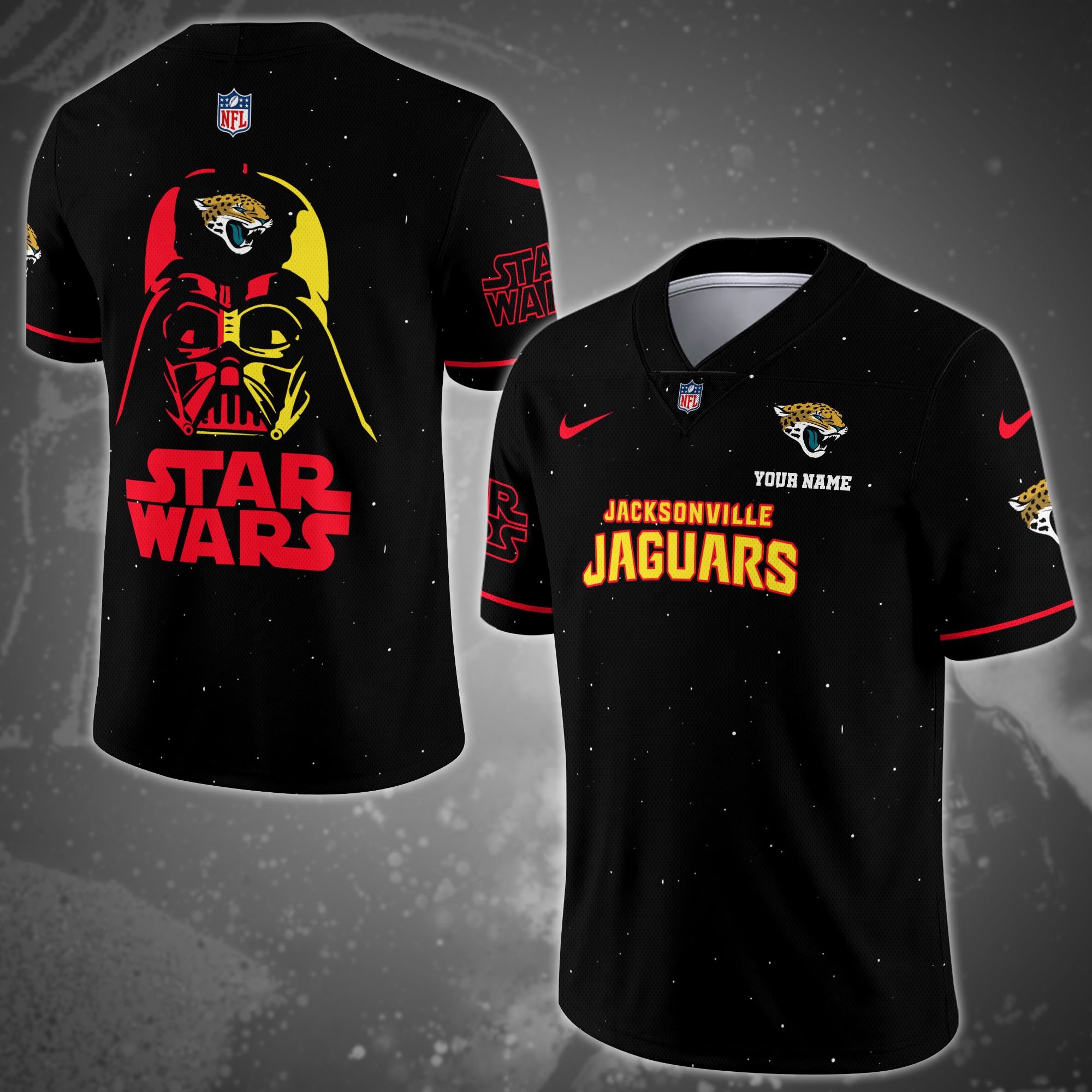 Jacksonville Jaguars Team And Star Wars Vneck Football Jersey Custom Name, Sport Shirts, Sport Gifts