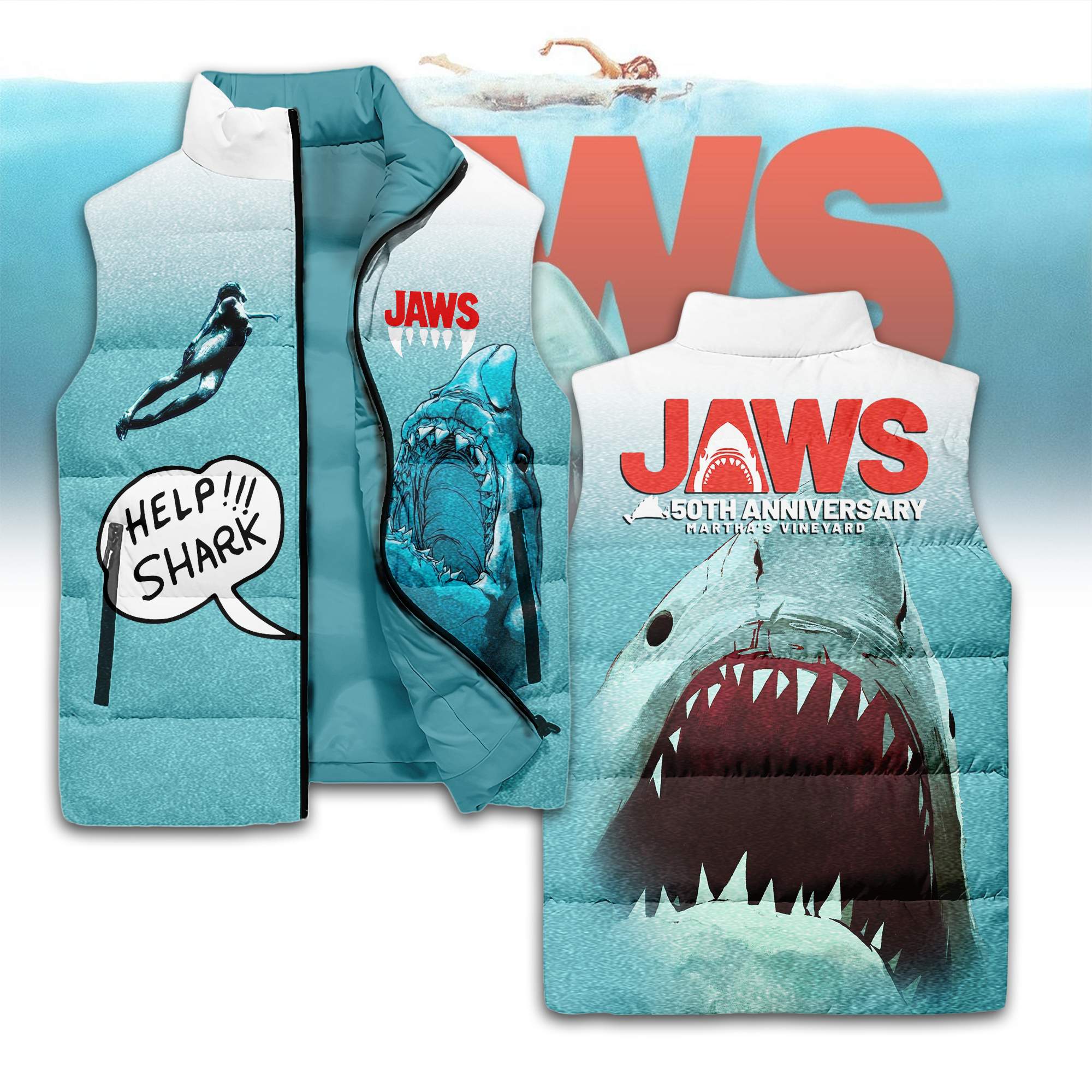Jaws Style Sleeveless Puffer Jacket