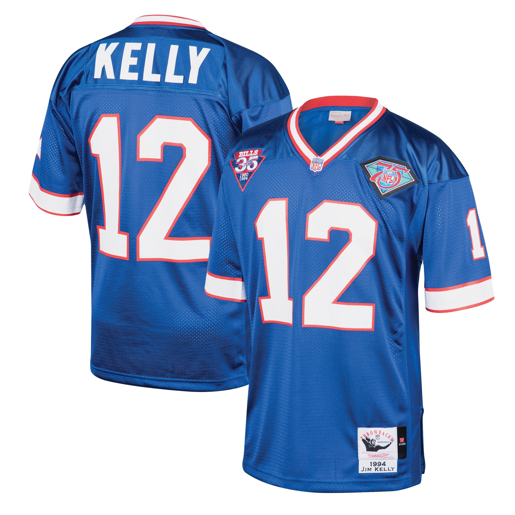 Jim Kelly Buffalo Bills 1994 Mitchell  Ness Authentic Throwback Retired Player Jersey   Royal