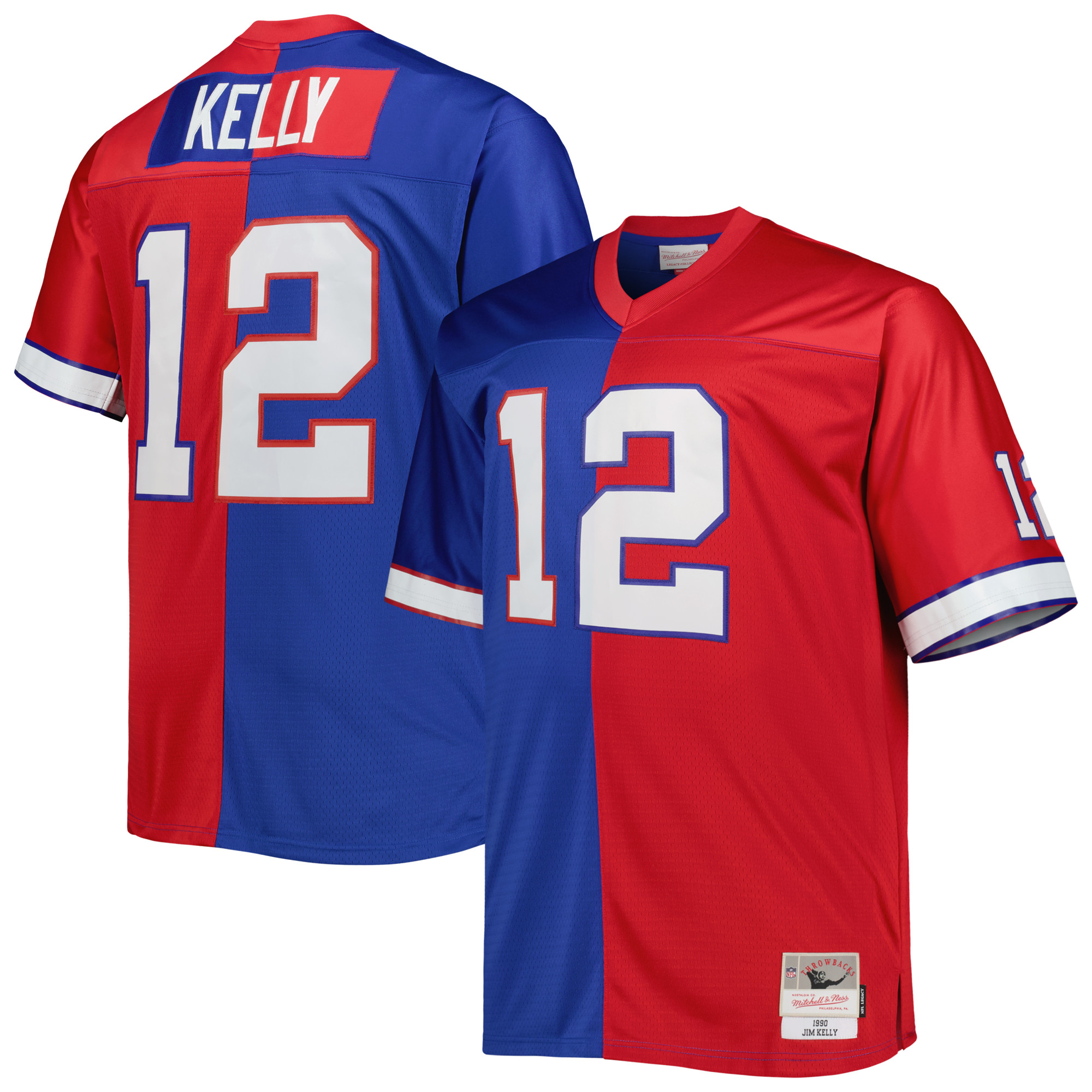 Jim Kelly Buffalo Bills Mitchell  Ness Big  Tall Split Legacy Retired Player Replica Jersey   Royal Red