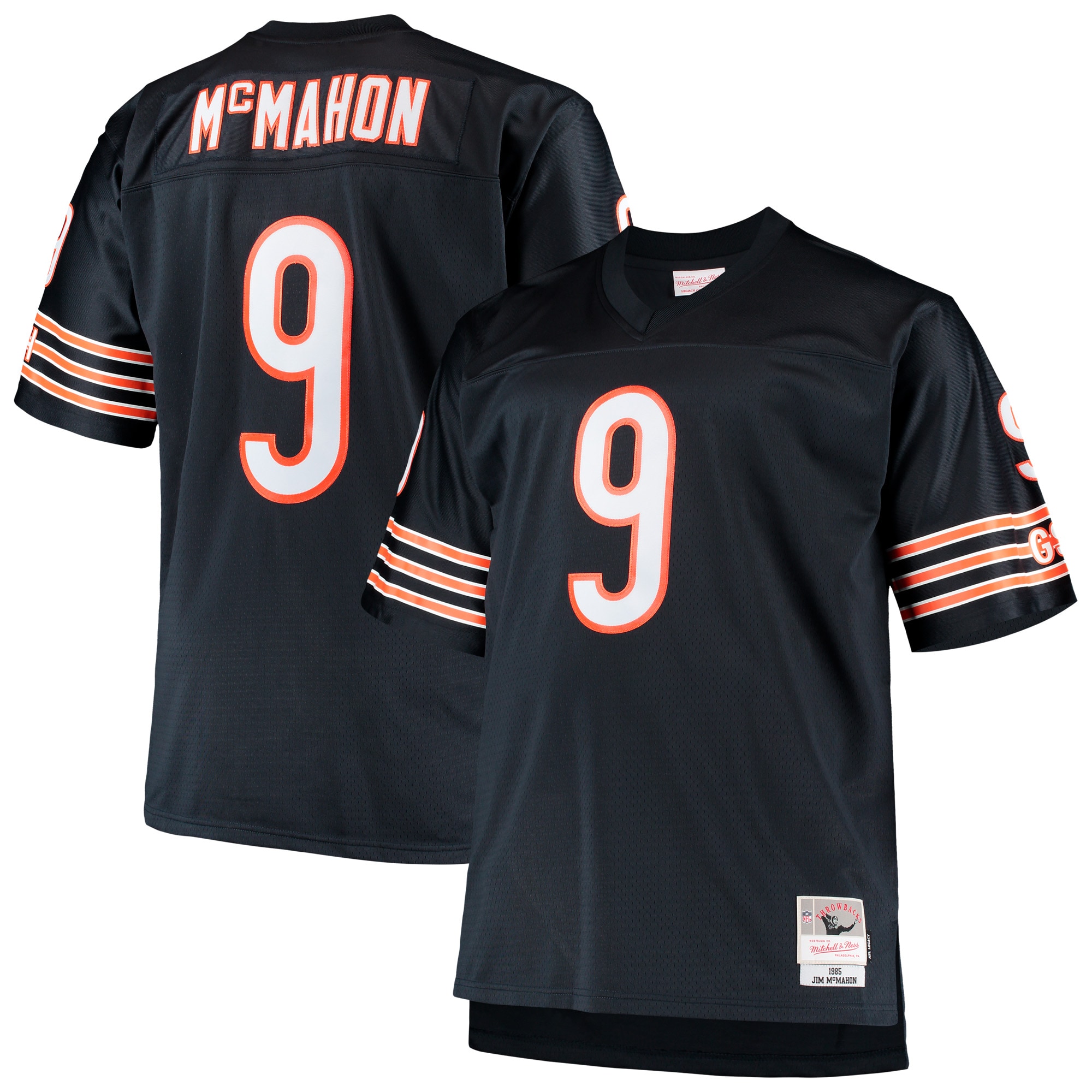 Jim Mcmahon Chicago Bears Mitchell  Ness Big  Tall 1985 Retired Player Replica Jersey   Navy