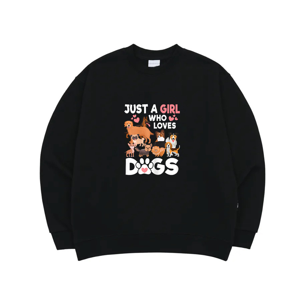 Just A Girl Who Loves Dogs Cute Dog Lover Girls Kids Sweatshirt