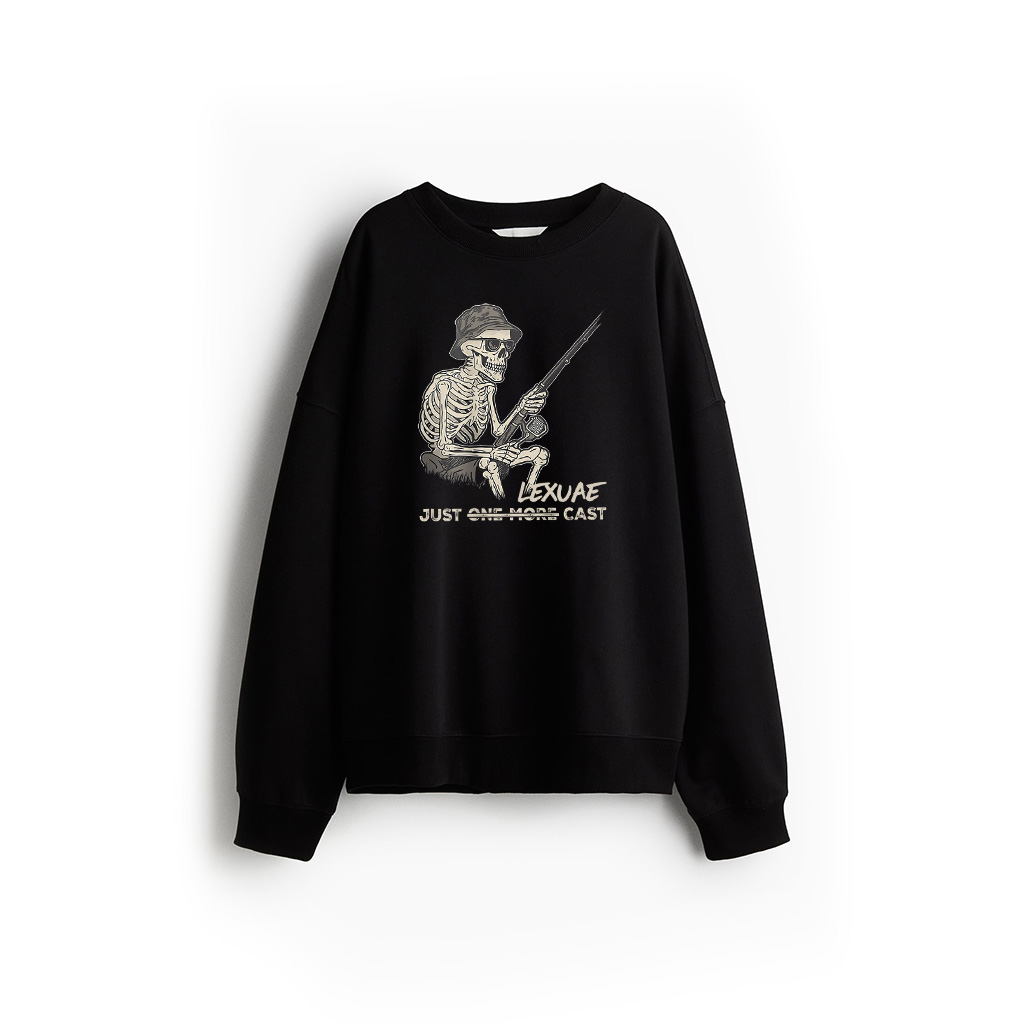 Just One More Cast Fisherman Skeleton Fishing Lover BACK Sweatshirt