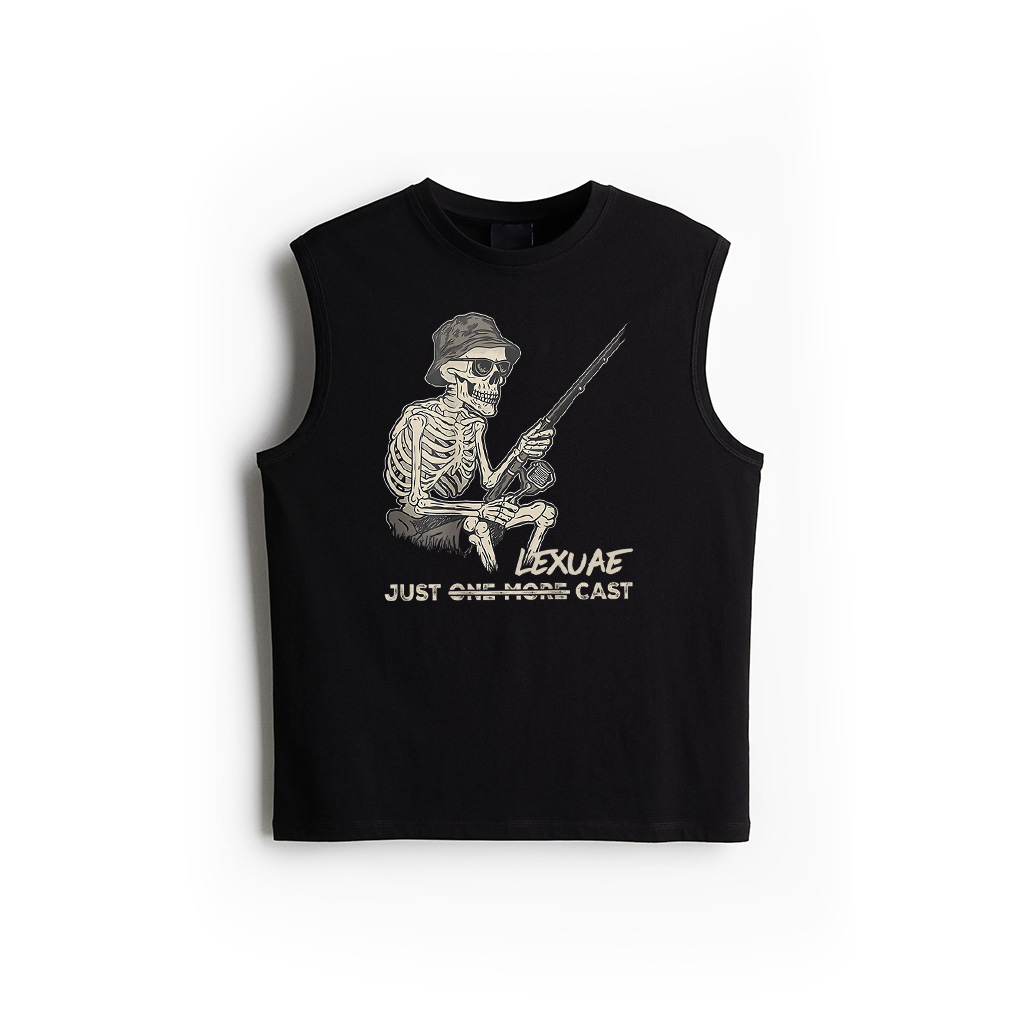 Just One More Cast Fisherman Skeleton Fishing Lover BACK Tank Top