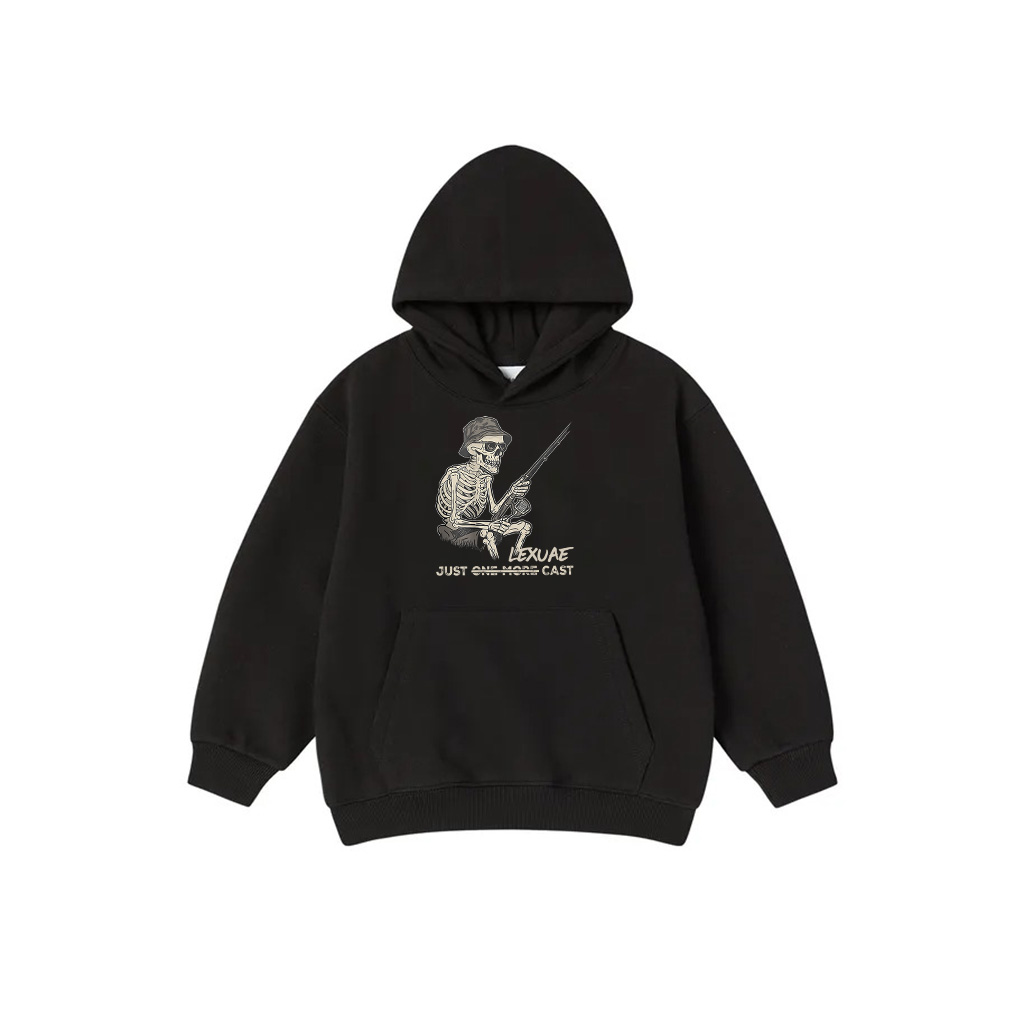 Just One More Cast Fisherman Skeleton Fishing Lover BACK Hoodie
