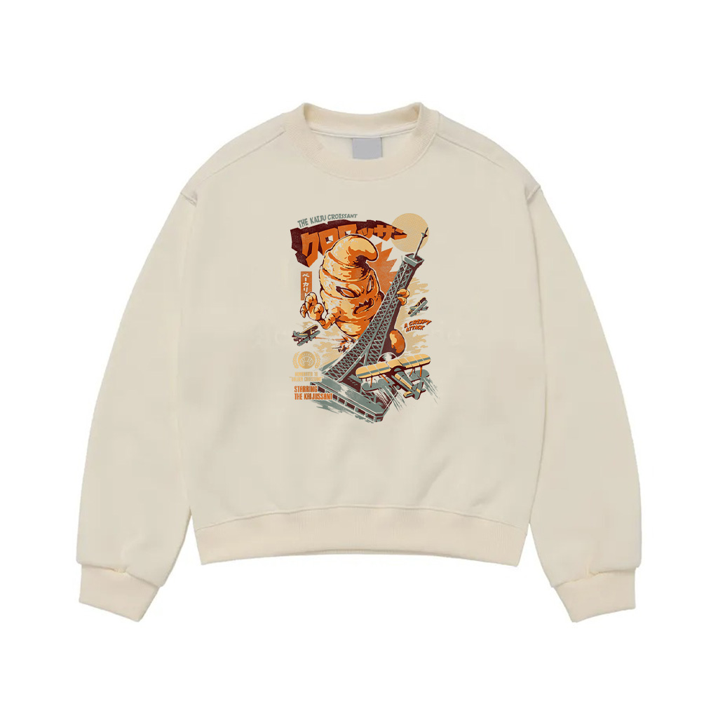 Kaijussant Croissant Monsters Horror Movie Japanese Kaiju Sweatshirt