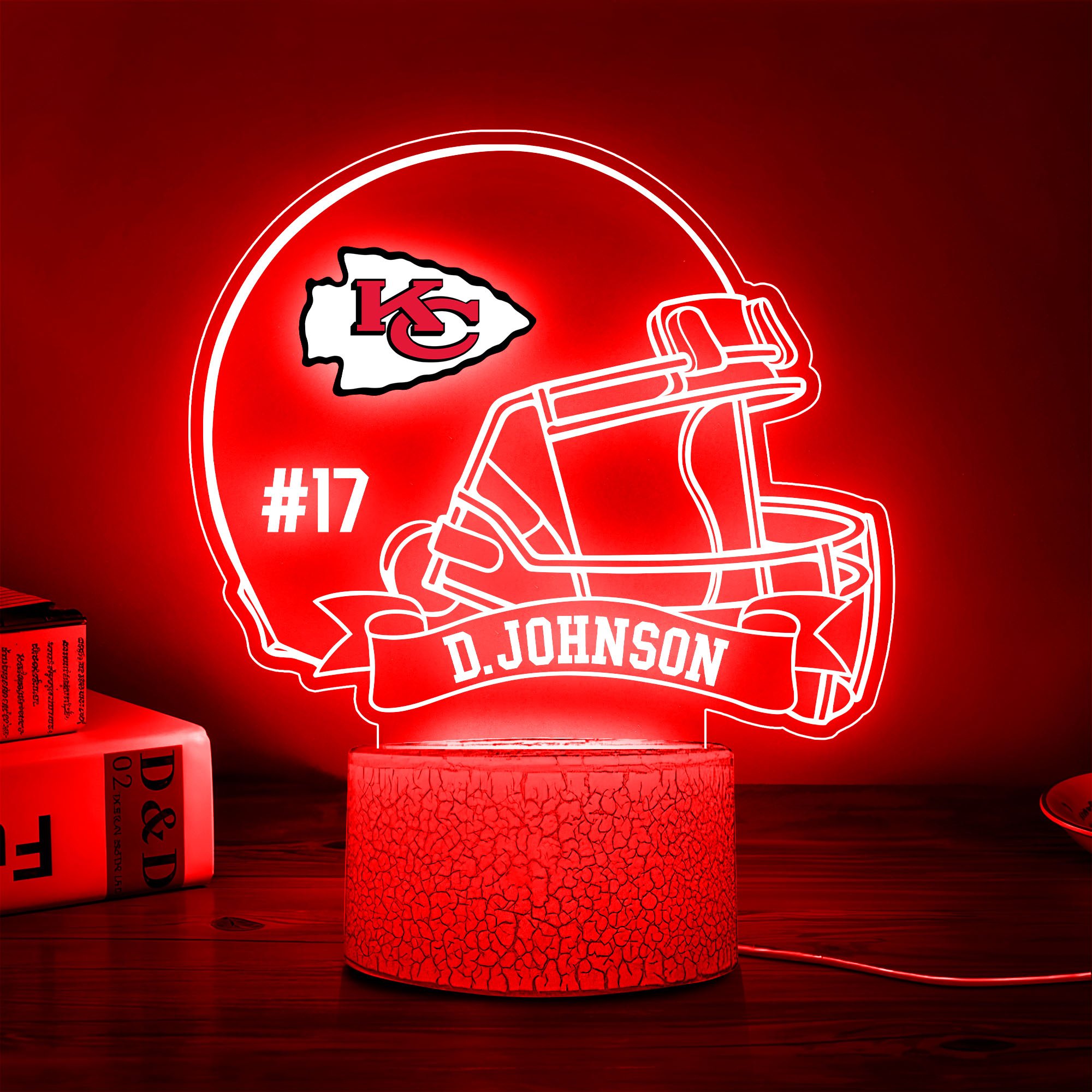 Kansas City Chiefs 3D Led Lamp Custom Name And Number, Sport Lamp, Home Decor 