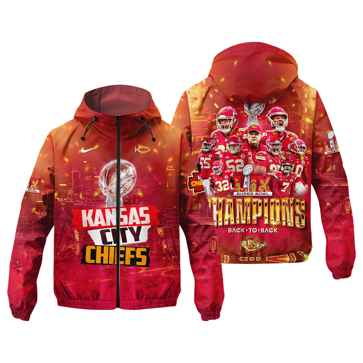Kansas City Chiefs Back To Back Champions NFL Champions Windbreaker Jacket