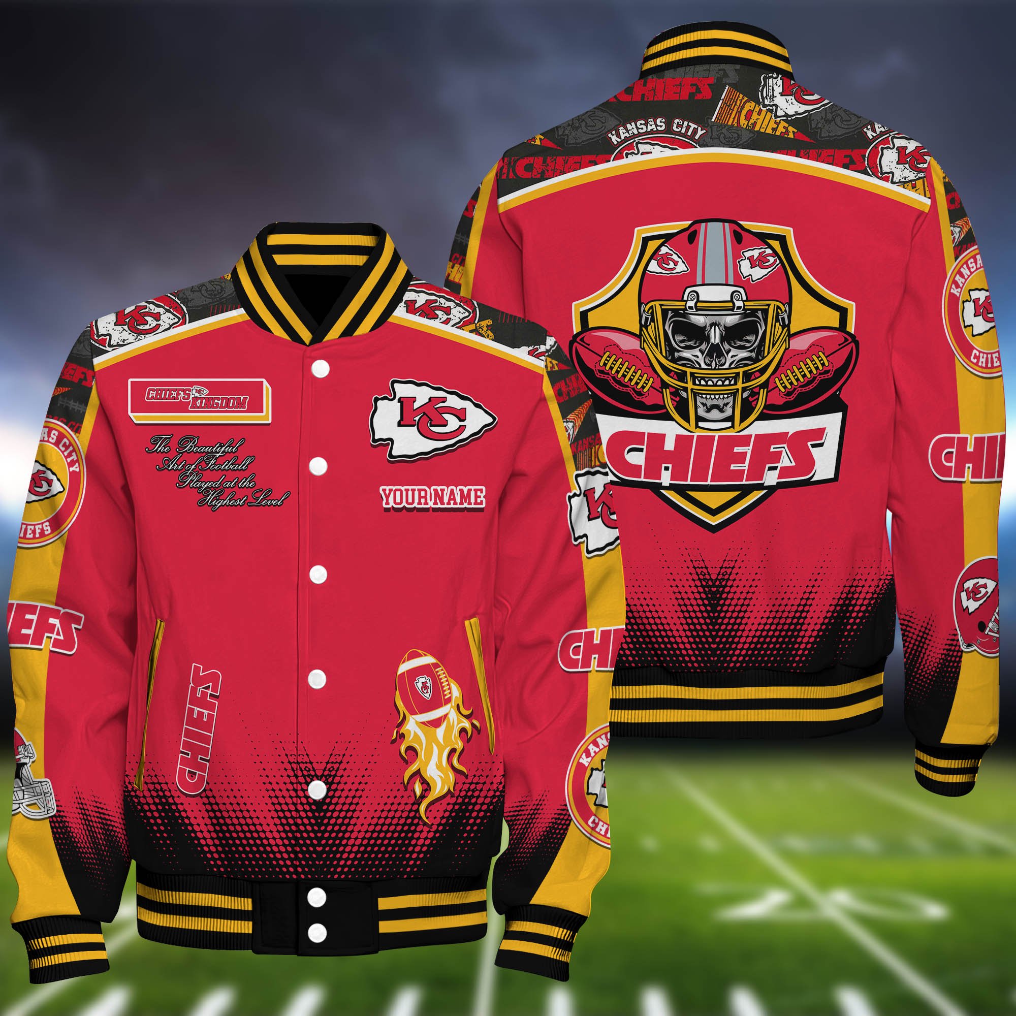 Kansas City Chiefs Baseball Jacket Personalized Your Name, Jackets For Sport Fans 