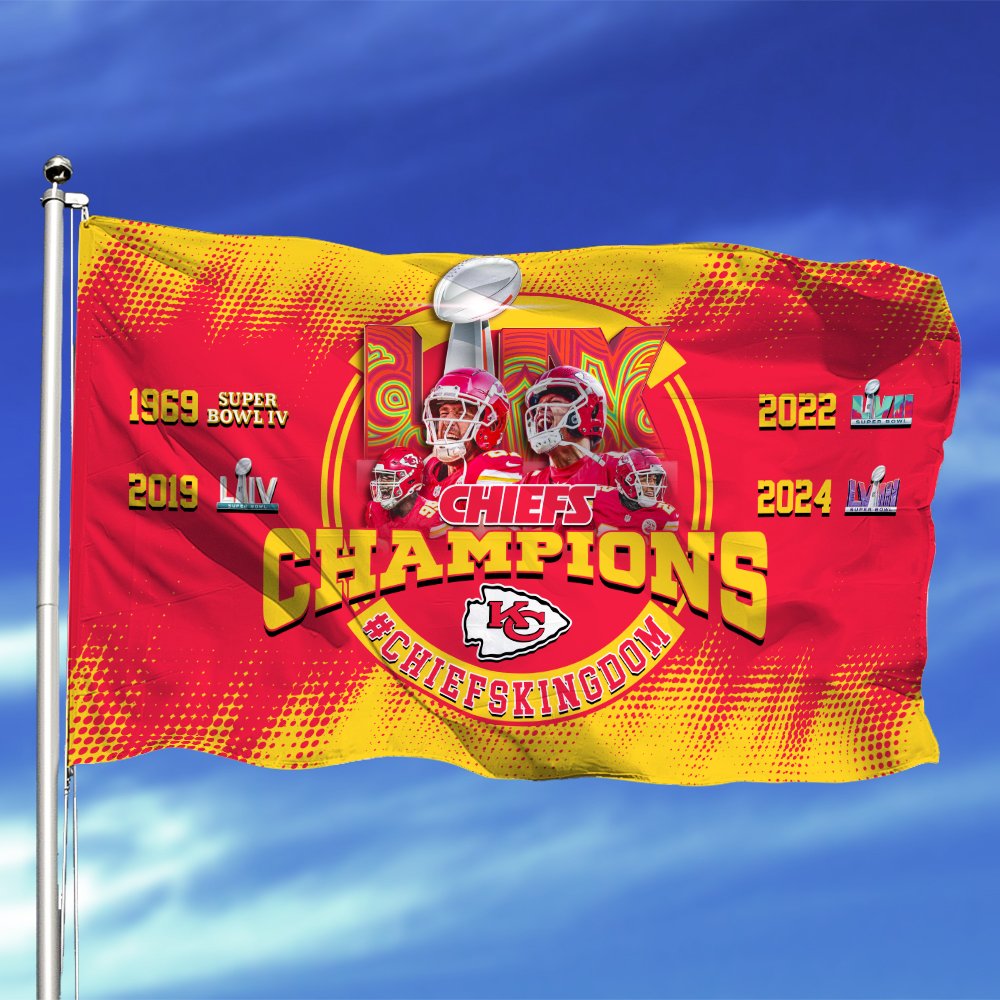 Kansas City Chiefs Champions Super Bowl 2025 3X5ft And 4X6ft Flag, Sport Flag For Fan , Sport Home Decorations 