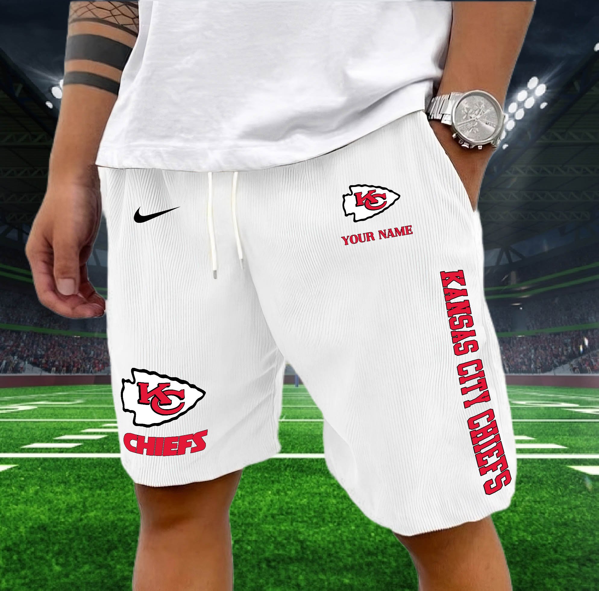 Kansas City Chiefs Corduroy Shorts Custom You Name, Sport Corduroy Shorts, Gifts For Fan