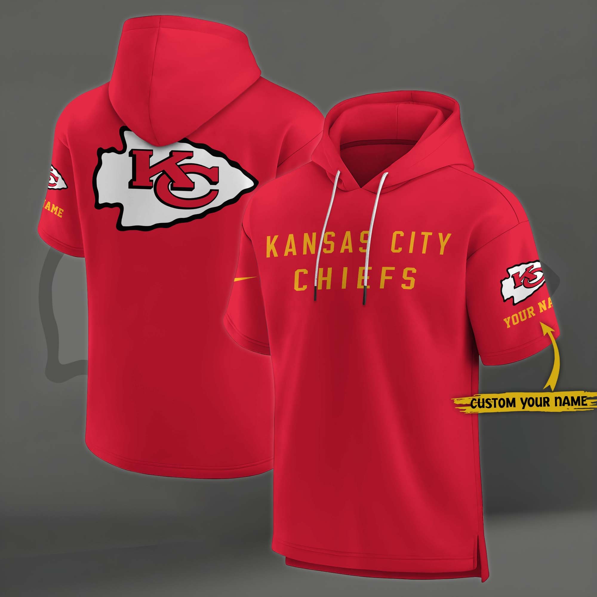 Kansas City Chiefs Elements Future Ground Lettering Short Sleeve Pullover Hoodie Custom Name, Gifts For Football Lovers EHIVM 03121220