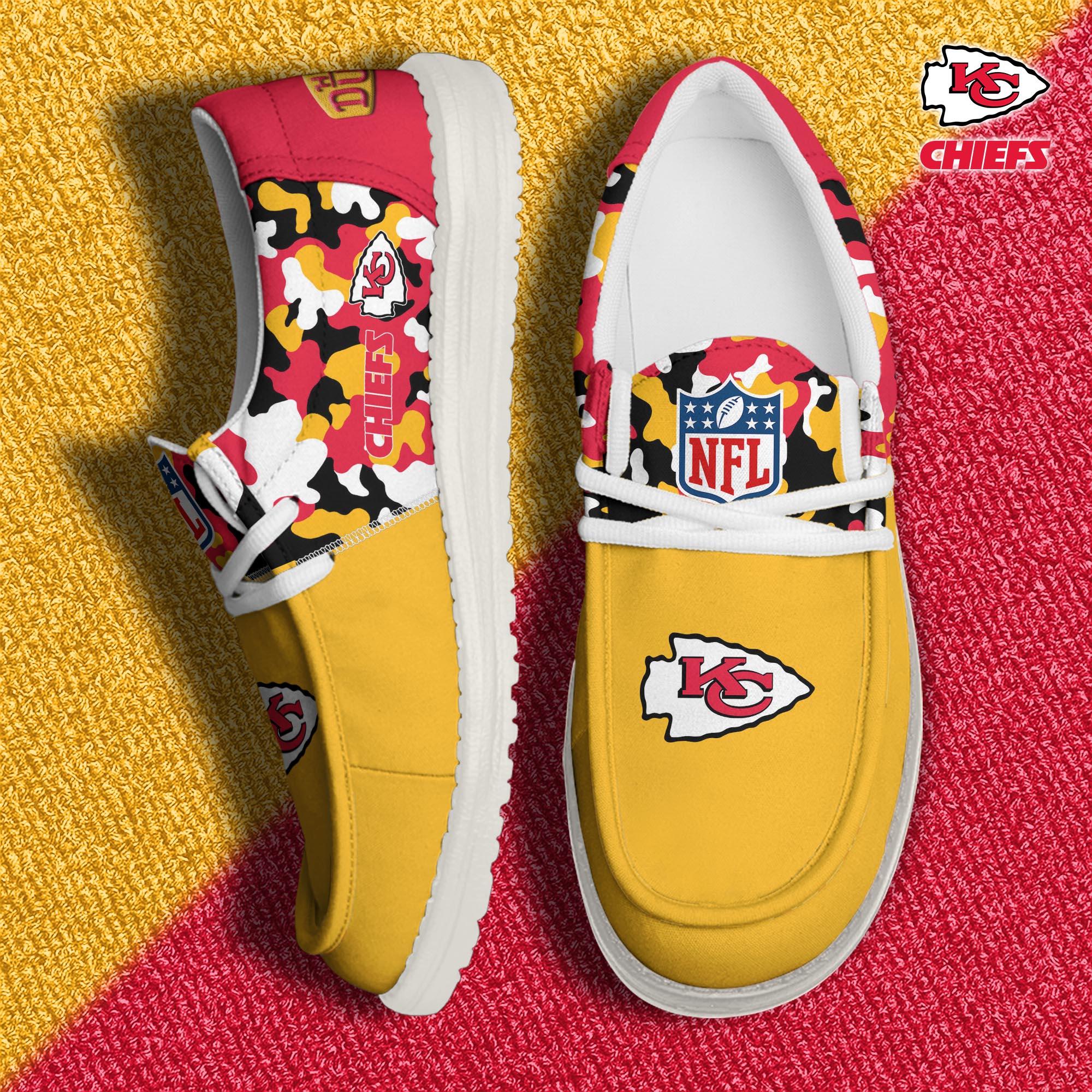 Kansas City Chiefs Football Hey Dude Canvas Loafer Shoes Custom Your Name, Sport Shoes For Fan, Fan Gifts