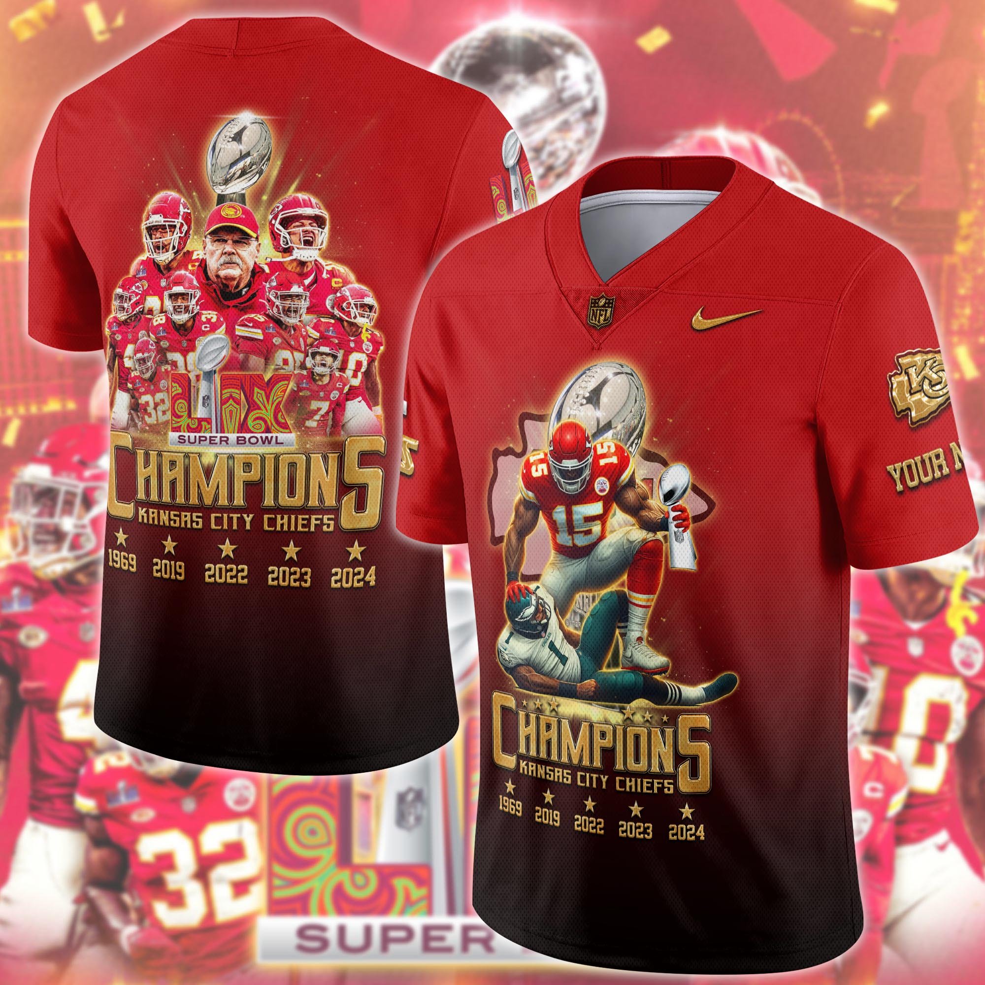 Kansas City Chiefs Football Jersey Custom Name, Football Jerseys, Football Lovers Gifts