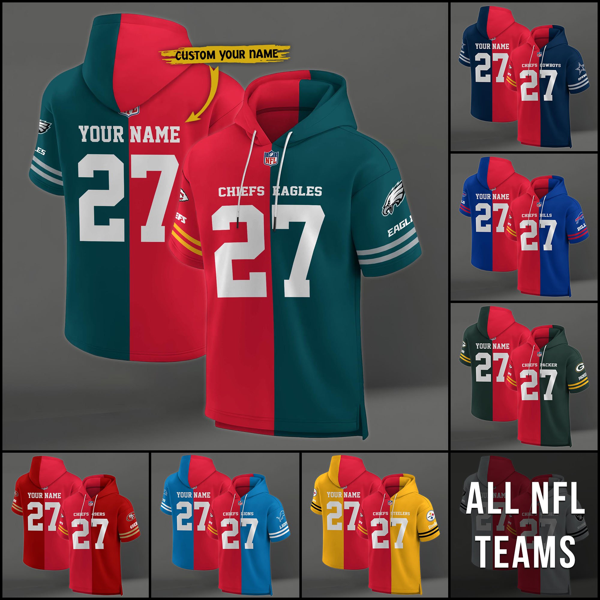 Kansas City Chiefs House Divided Hoodie Custom Name, Number And Team, Hoodie For Football Fans
