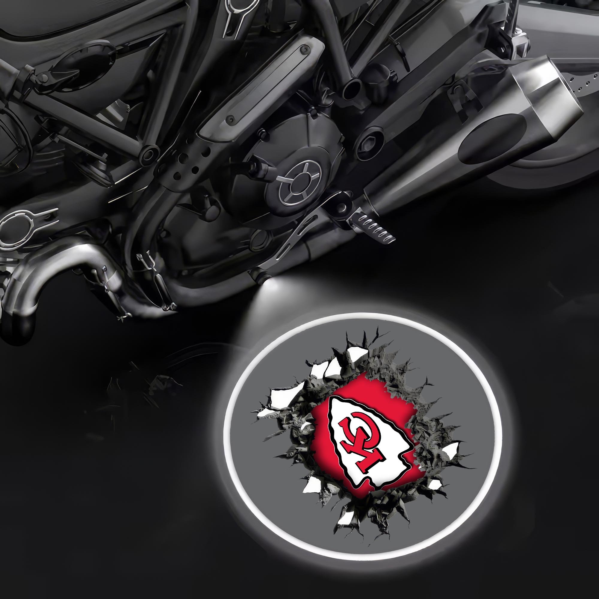 Kansas City Chiefs Motorcycle Projection Lamp Light, Gifts For Fan