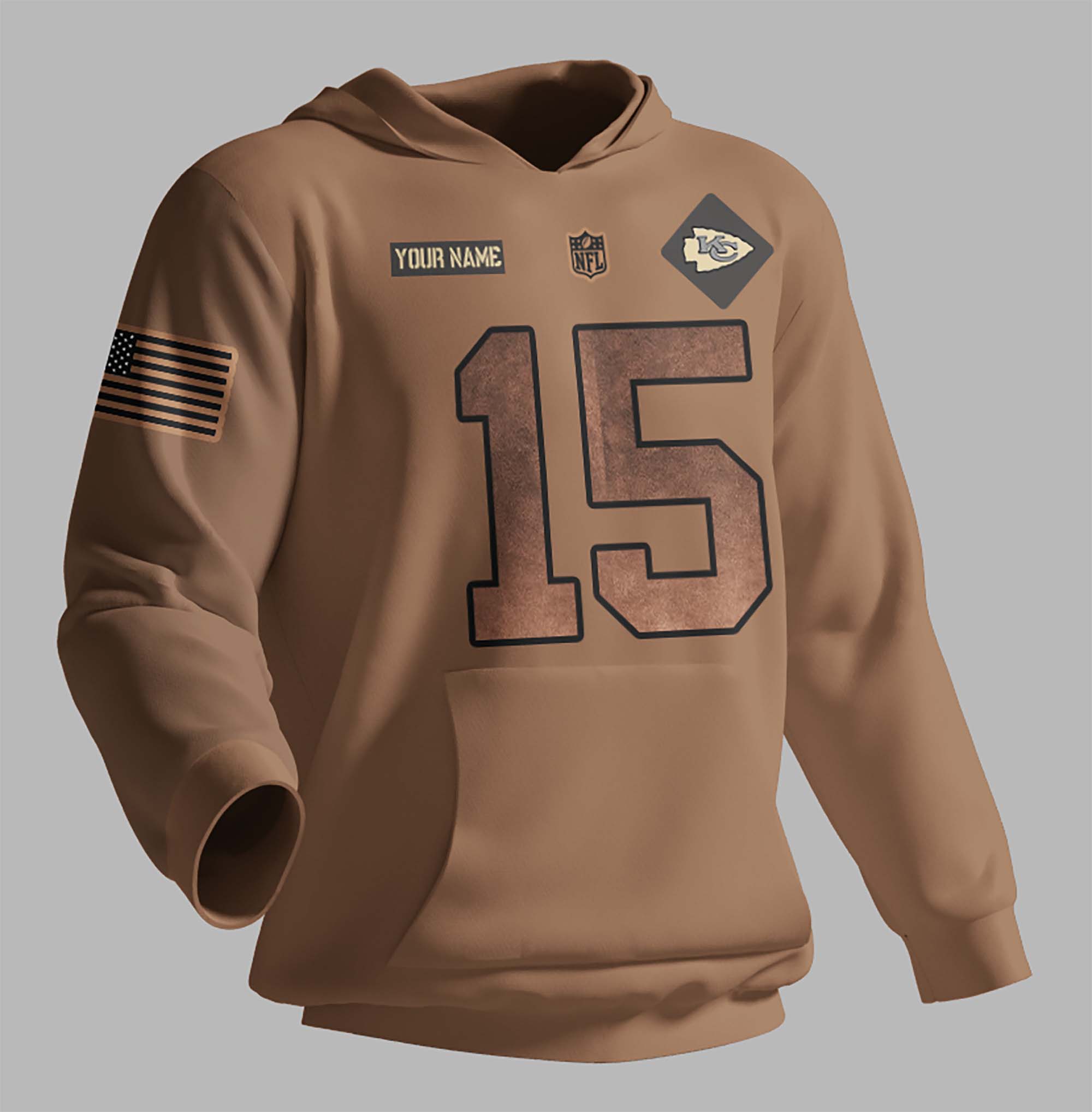 Kansas City Chiefs NFL 2023 Salute To Service Custom Name And Number 3D Hoodie PH1016