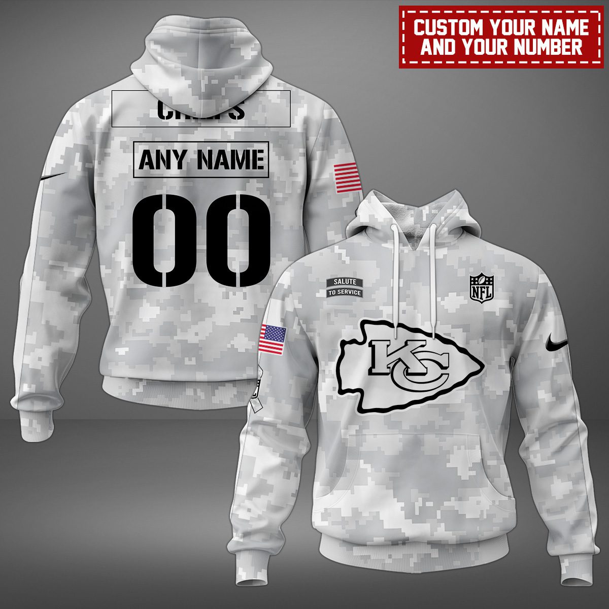 Kansas City Chiefs NFL 2024 Salute To Service Hoodie Personalized Hoodie LPH1039