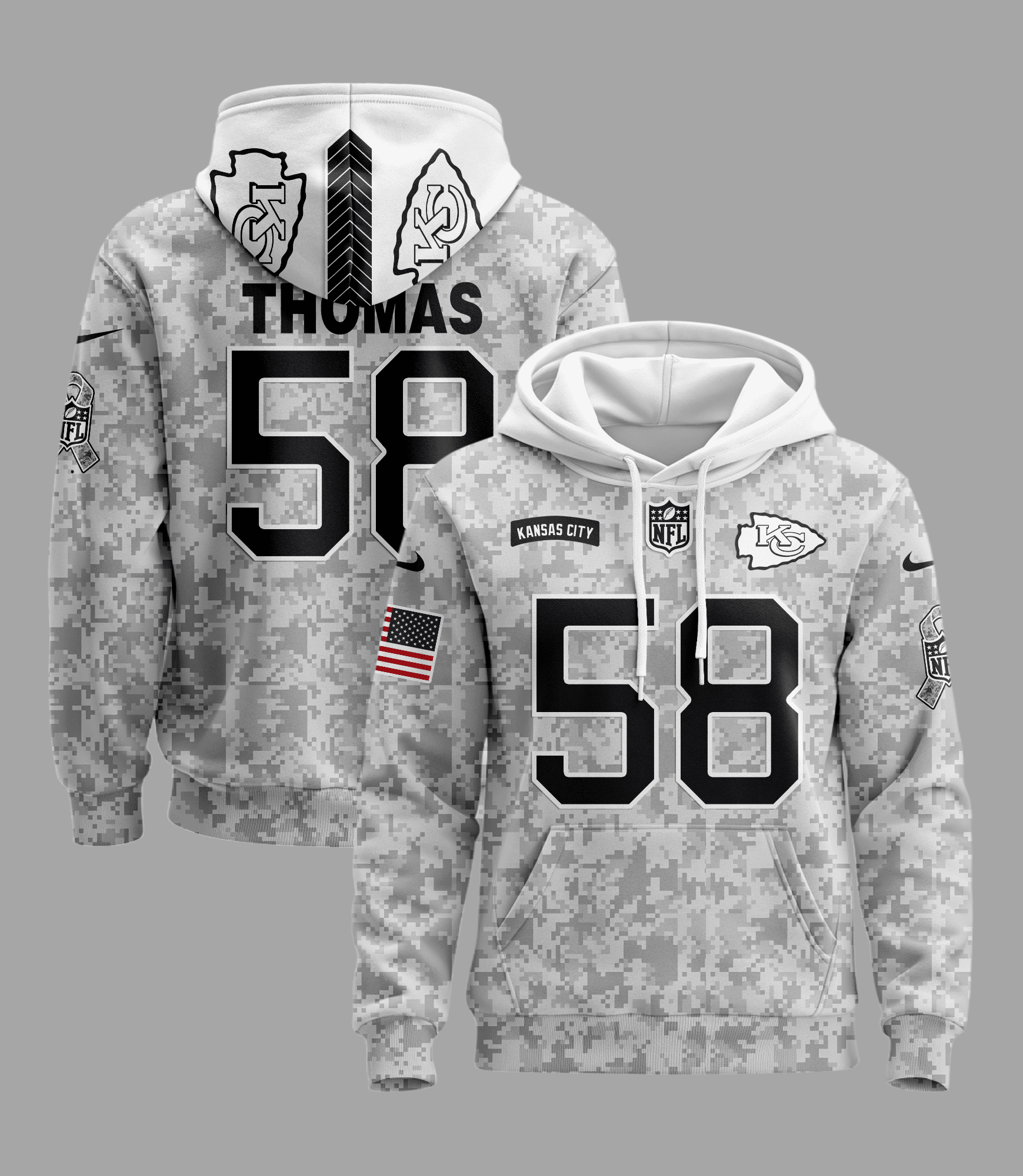 Kansas City Chiefs NFL Personalized Camo Veteran Hoodie LPH1016