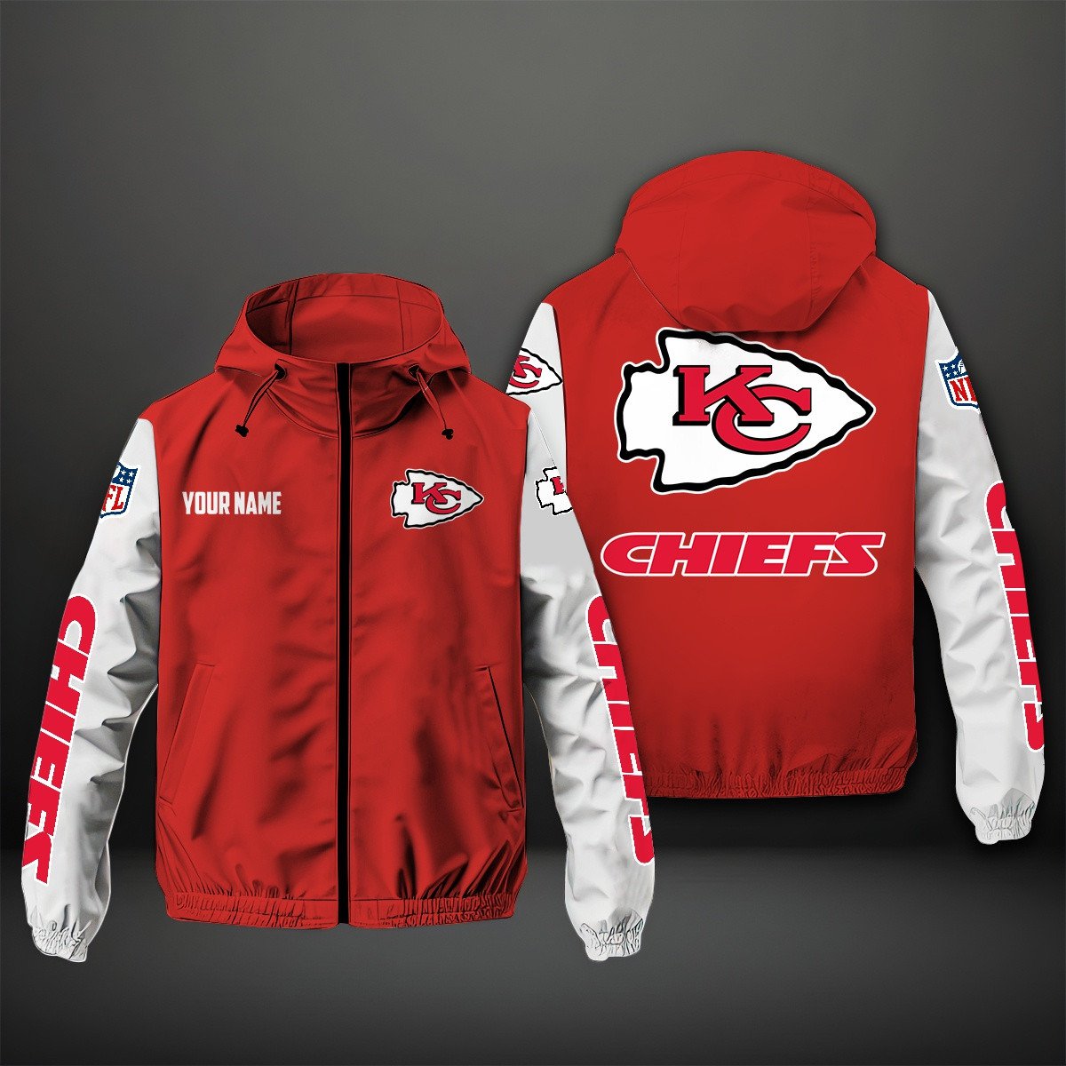 Kansas City Chiefs NFL Personalized Windbreaker Jacket For Fan