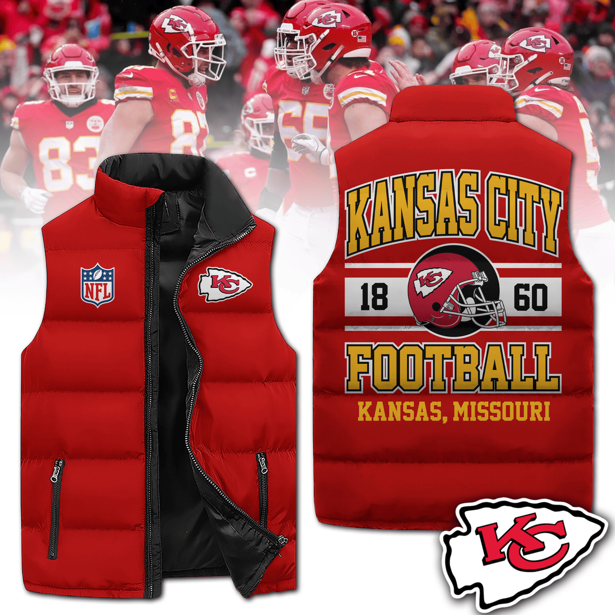 Kansas City Chiefs NFL Sleeveless Puffer Jacket