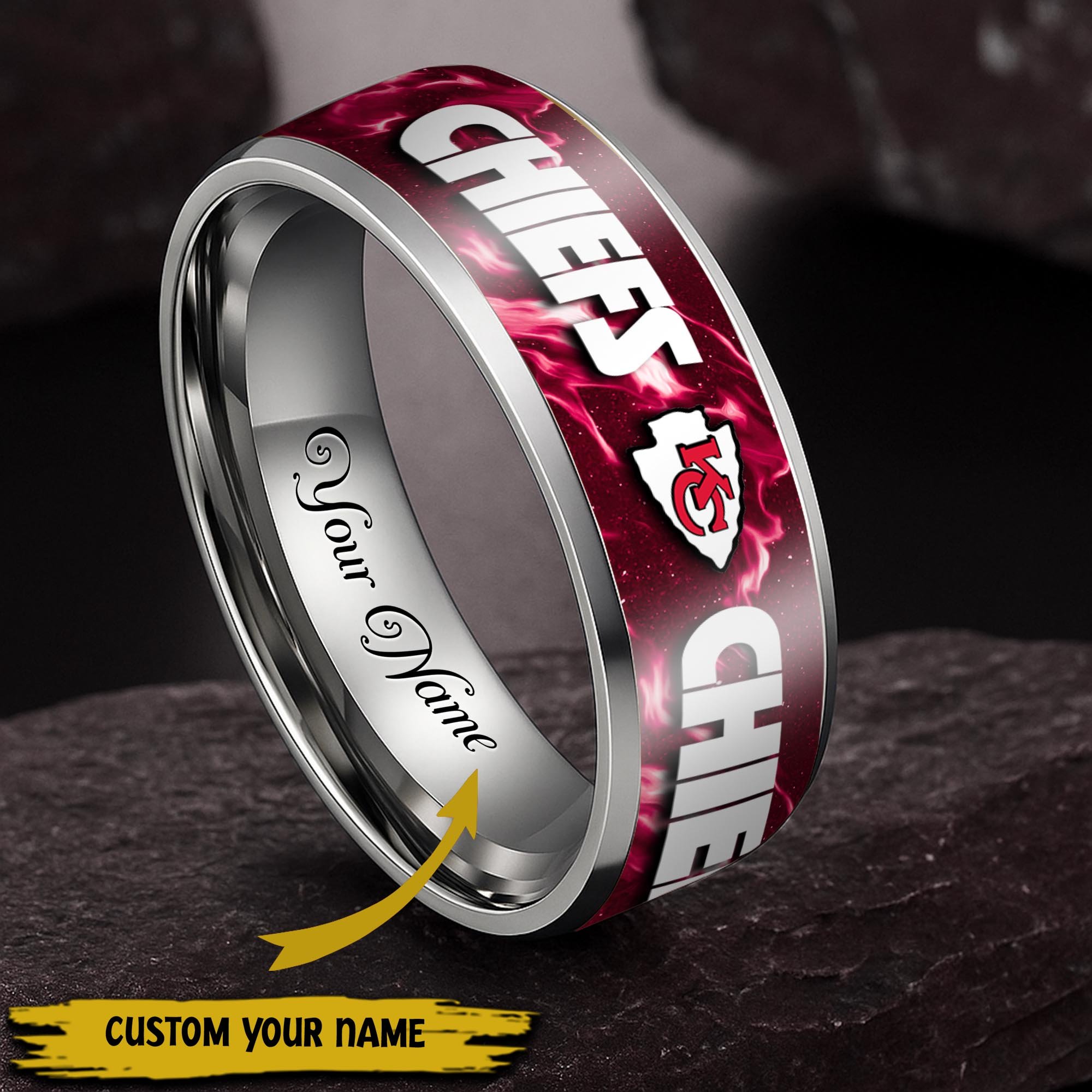 Kansas City Chiefs Stainless Steel Rings Comes With Box 2025 Versions, Gifts For Fan