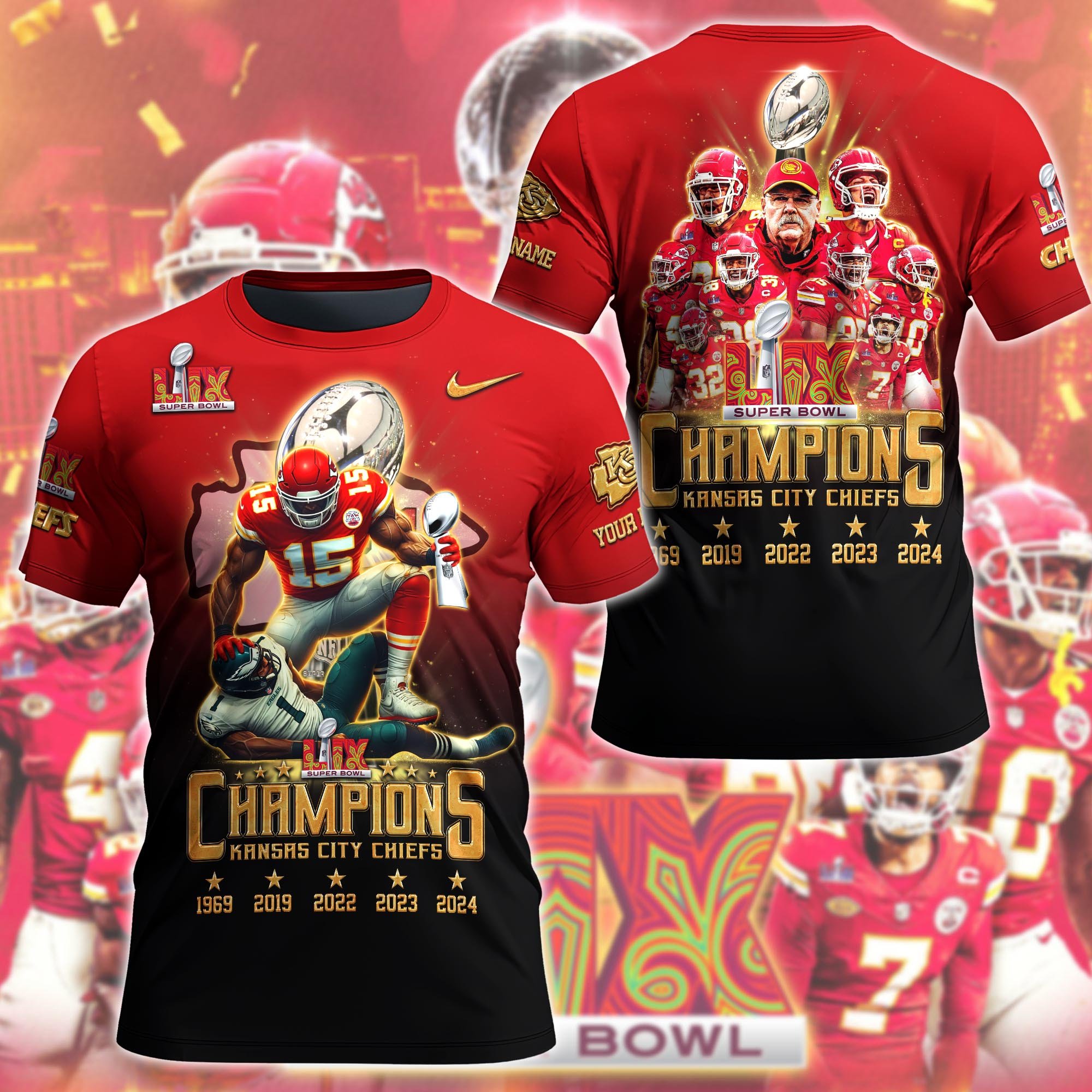 Kansas City Chiefs T-Shirt Custom Name, Sport Team Shirt For Fans, Sport Gifts 