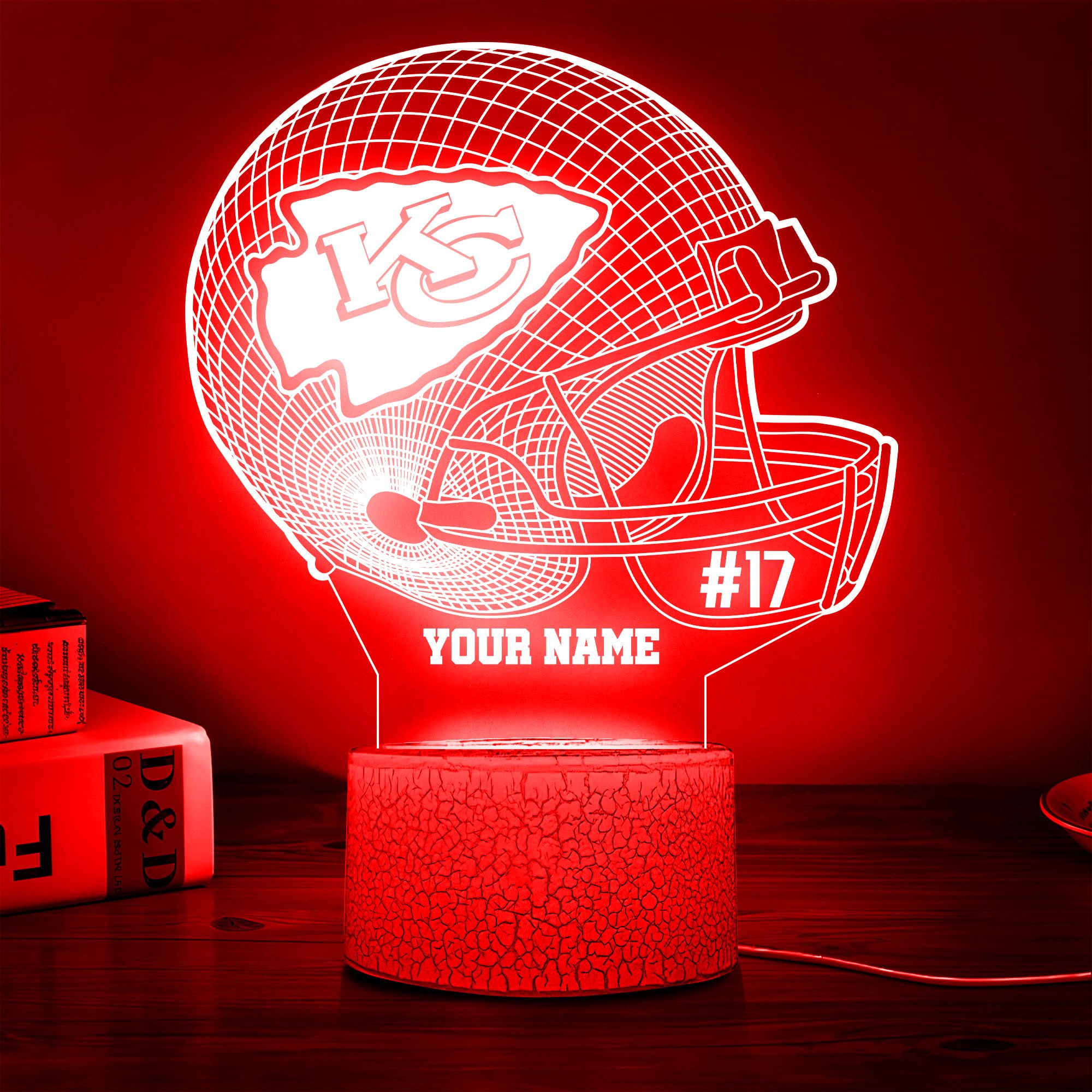 Kansas City Chiefs Team 3D Led Lamp Custom Name And Year, Sport Lamp, Home Decor 