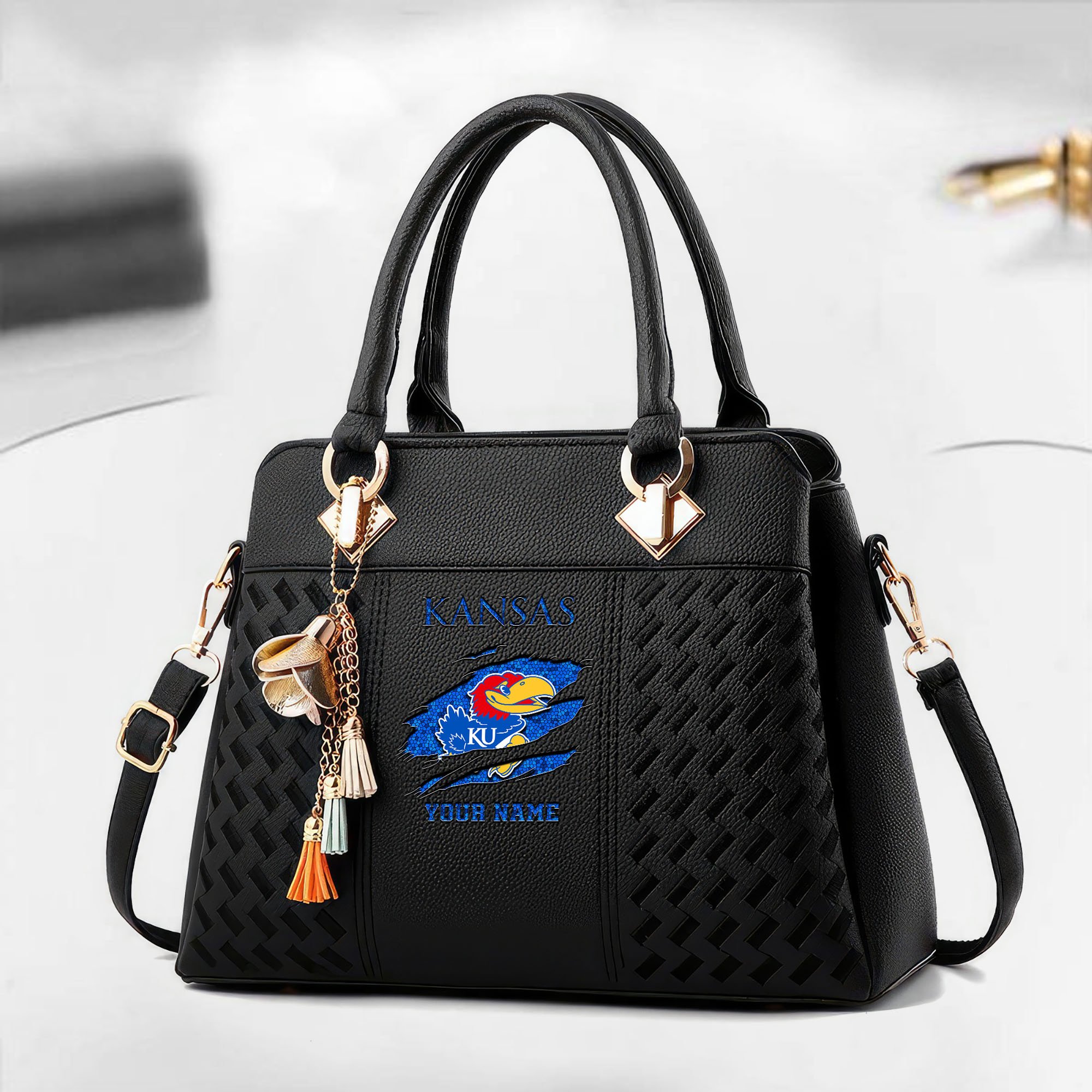 Kansas Jayhawks Deluxe Handbag For Women Custom Your Name 2025 Versions, Sport Deluxe Handbag