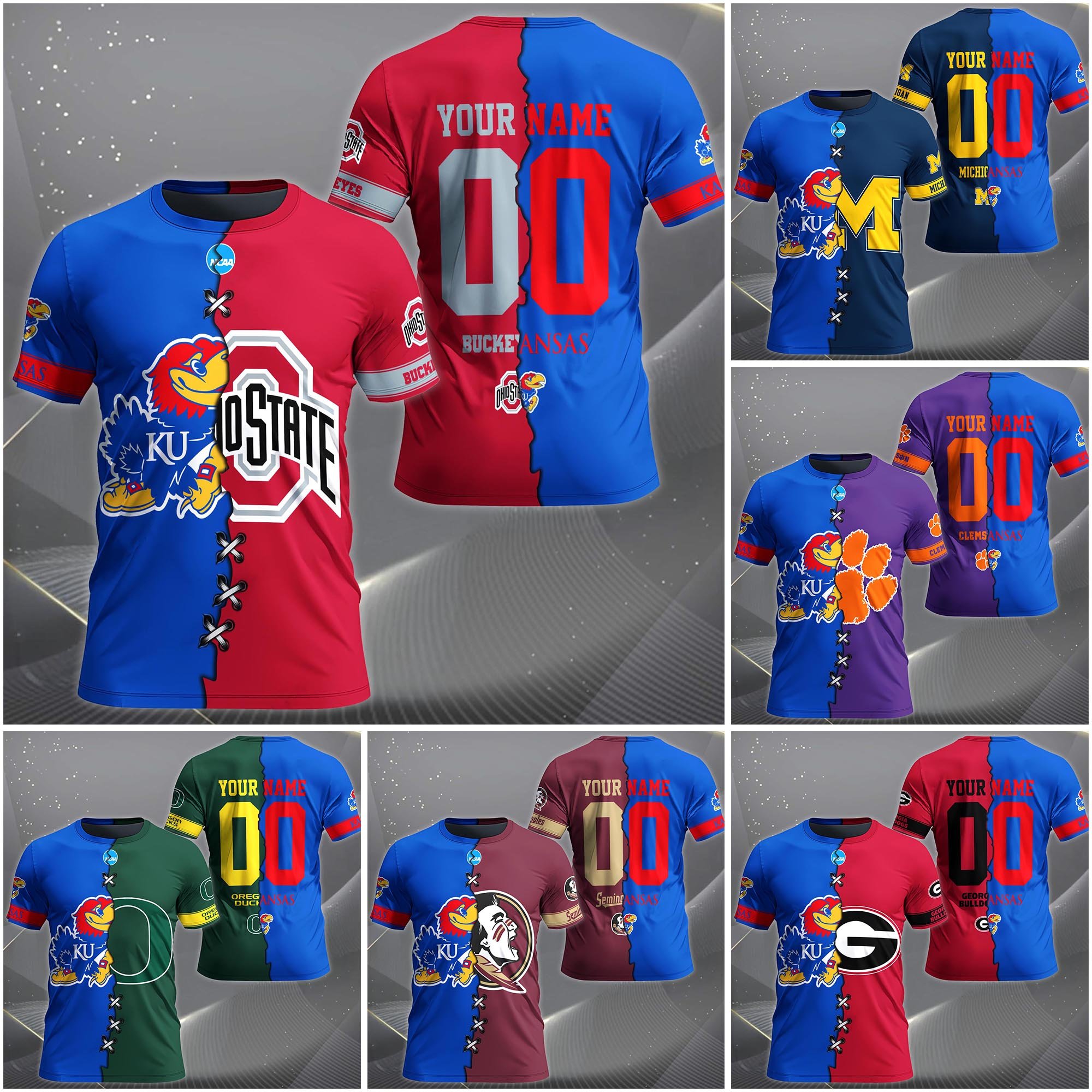 Kansas Jayhawks House Divided T-Shirt Custom Name 2025 Version, Year And Team, Sport Shirts For Fan