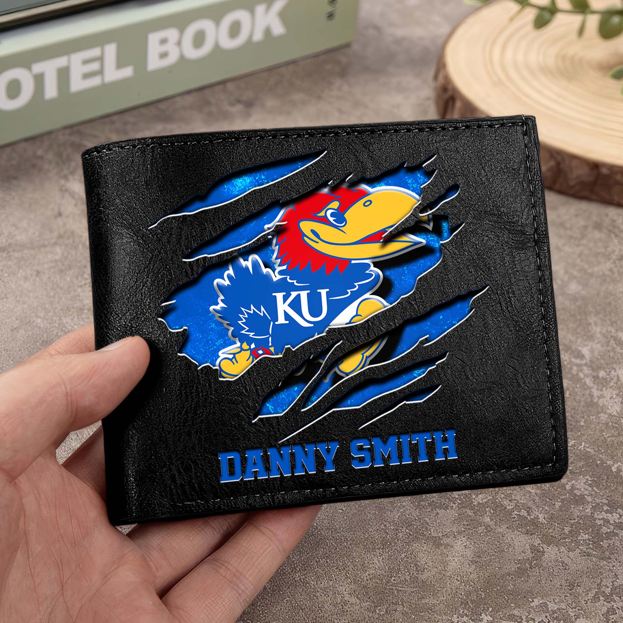 Kansas Jayhawks Men Wallet Custom Your Name, Football Team Men Wallet For Fans, Gifts For Football Lovers