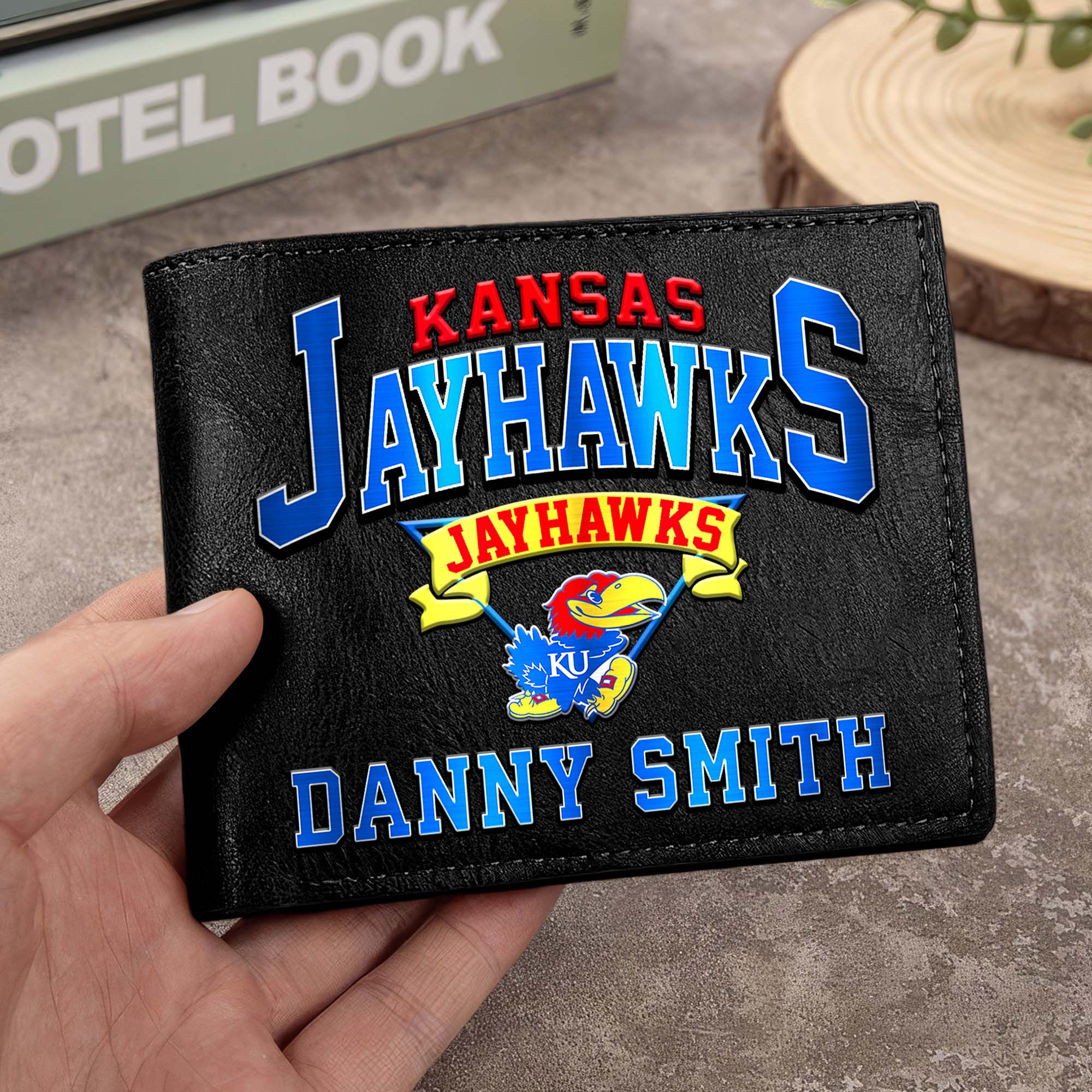 Kansas Jayhawks Men Wallet Custom Your Name, Football Team Men Wallet For Fans, Gifts For Football Lovers