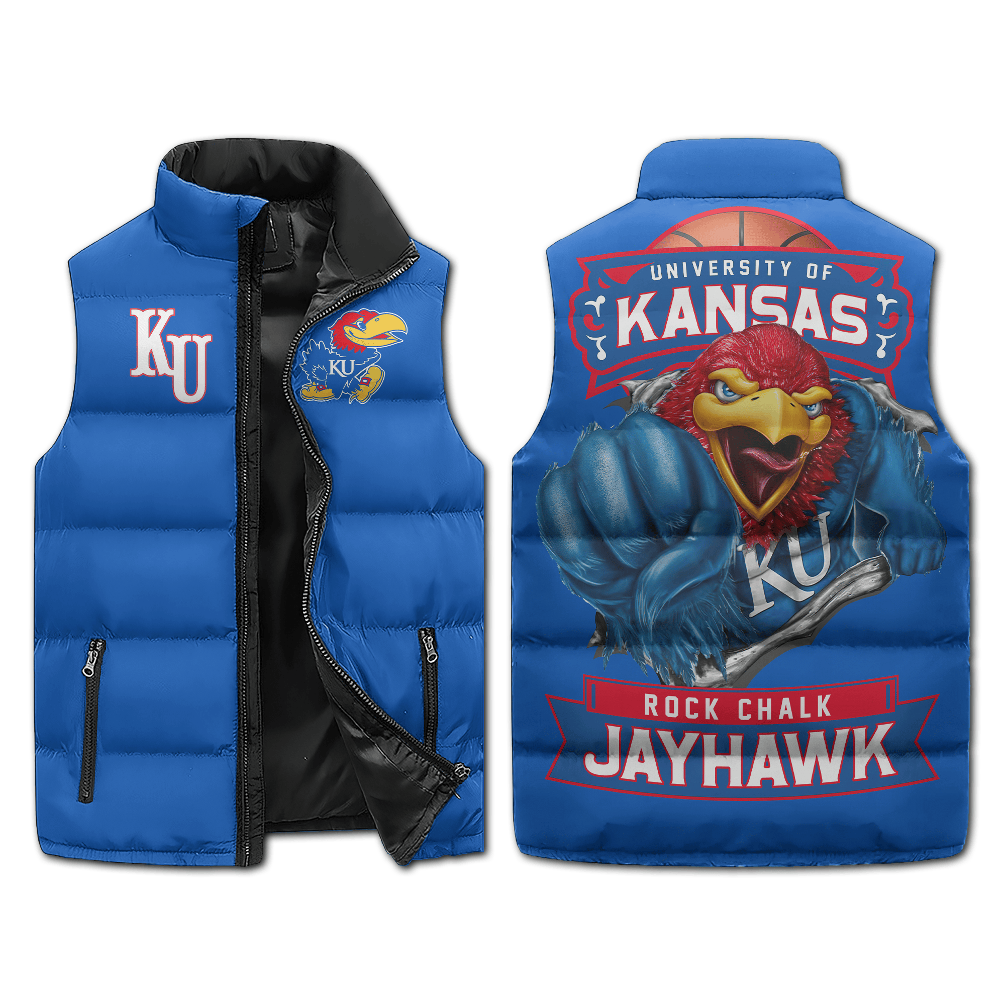 Kansas Jayhawks NCAA Sleeveless Puffer Jacket