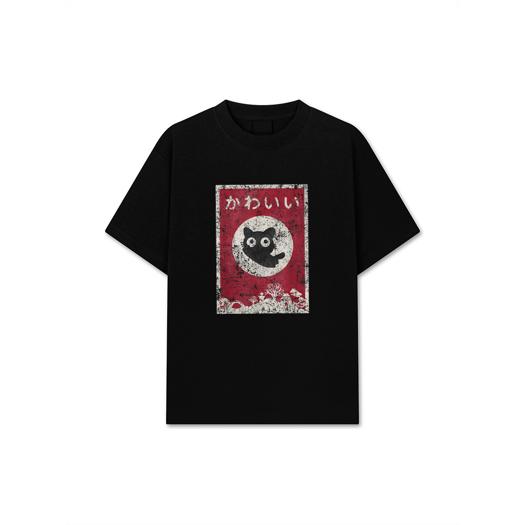 Kawaii Cat Japanese Black Anime Cat T-Shirt