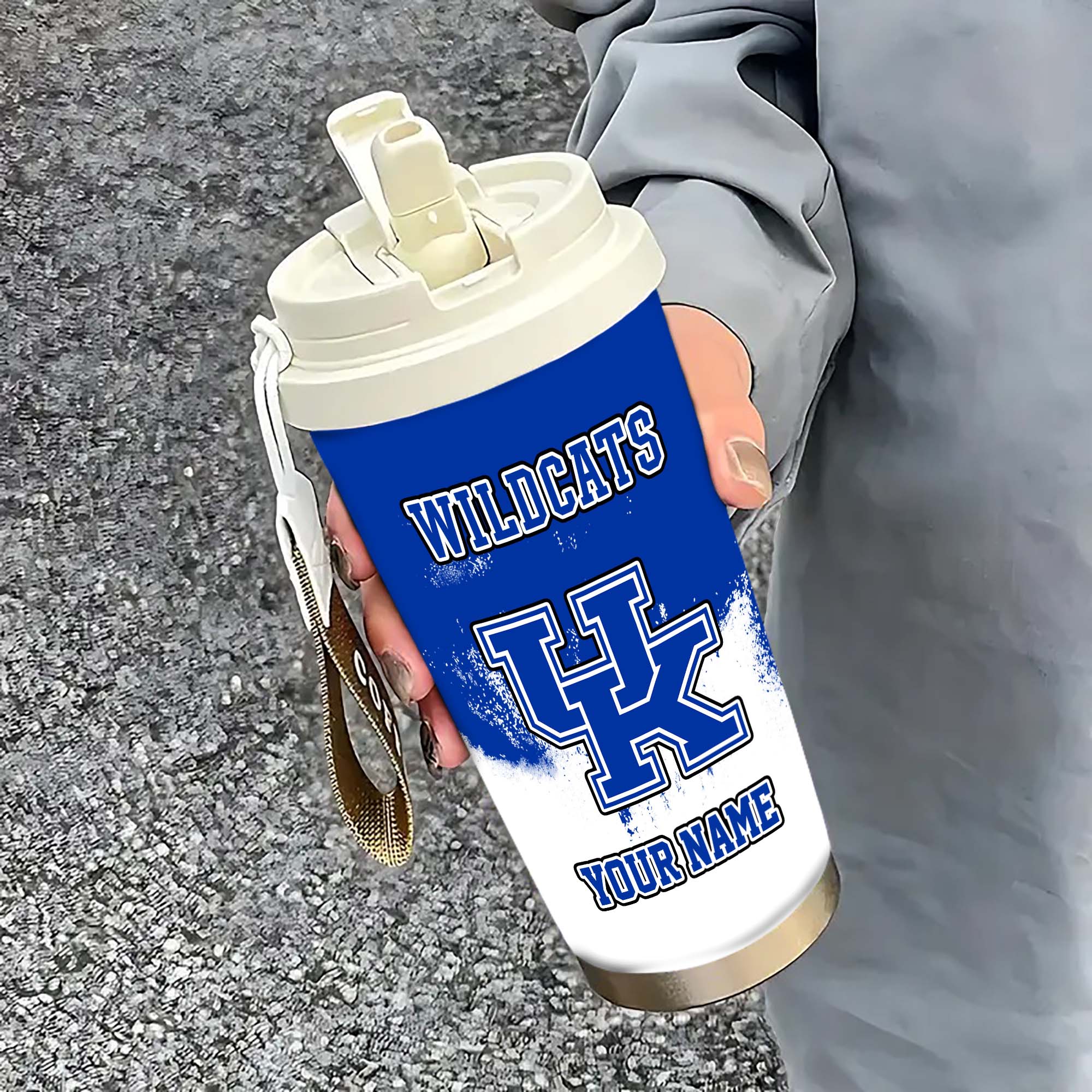Kentucky Wildcats Insulated Coffee Mug With Straw And Lid, Portable Coffee Travel Mug For Car, Fan Gifts