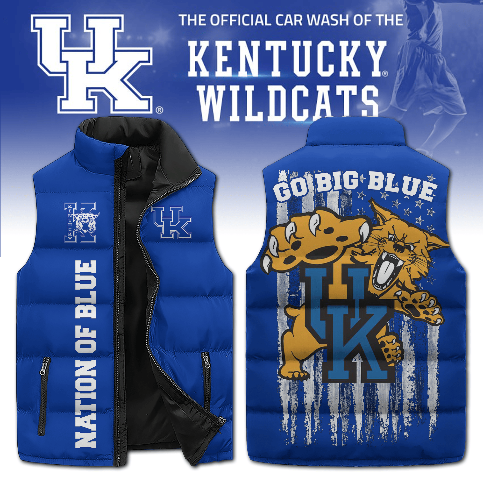 Kentucky Wildcats NCAA Sleeveless Puffer Jacket