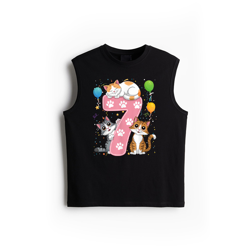 Kids 7Th Birthday Girl Cats Outfit 7 Years Old Tank Top