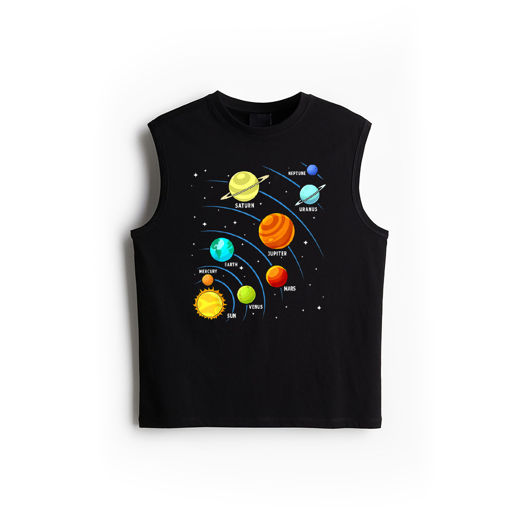 Kids Colorful Planets Solar Systems Mens Boys Space Science Tank Top
