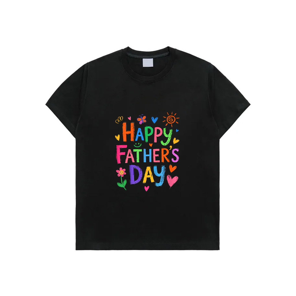 Kids Happy Father's Day Funny Daughter Girl Boy Kid Hand Drawn T-Shirt