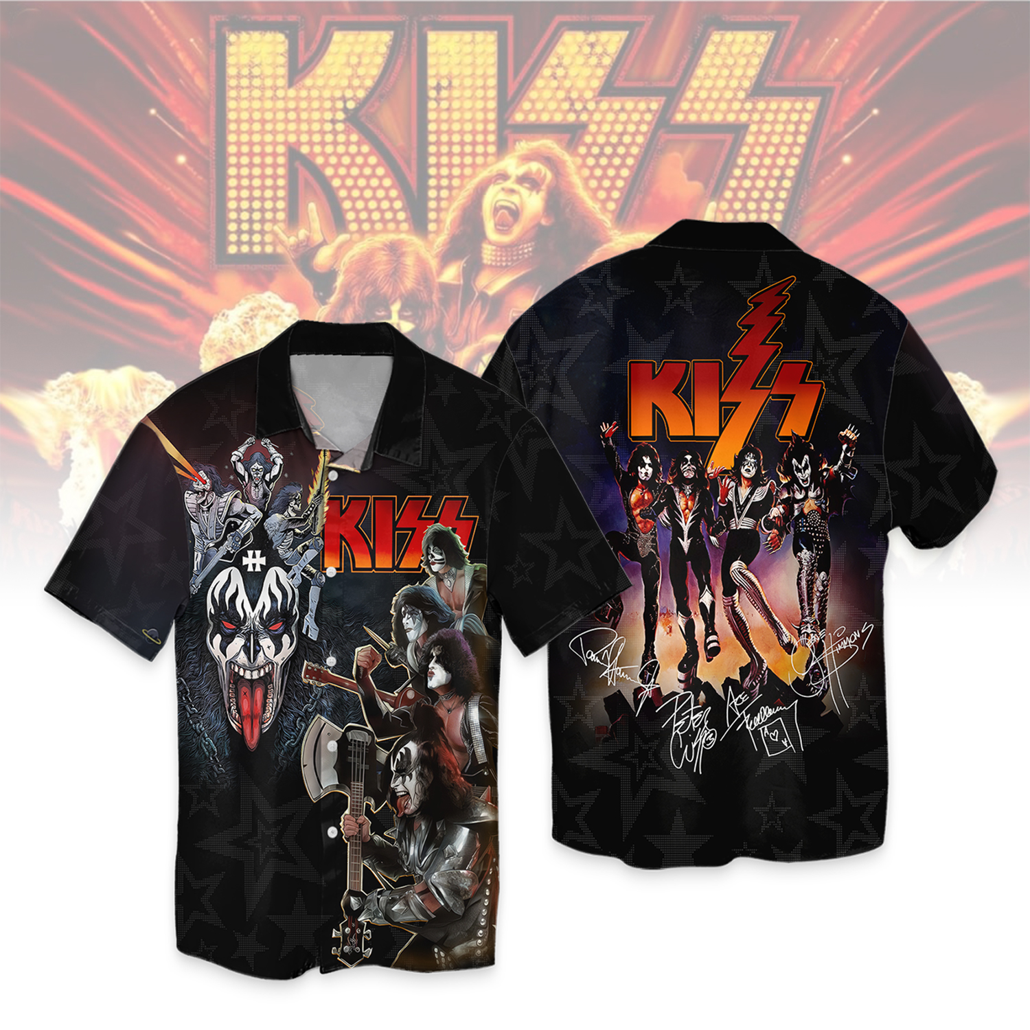 KISS Band Hawaiian Shirt Gifts For Fans