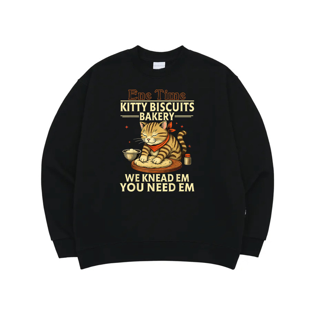 Kitty Biscuits Bakery We Knead Em You Need Em Purring Cat Sweatshirt