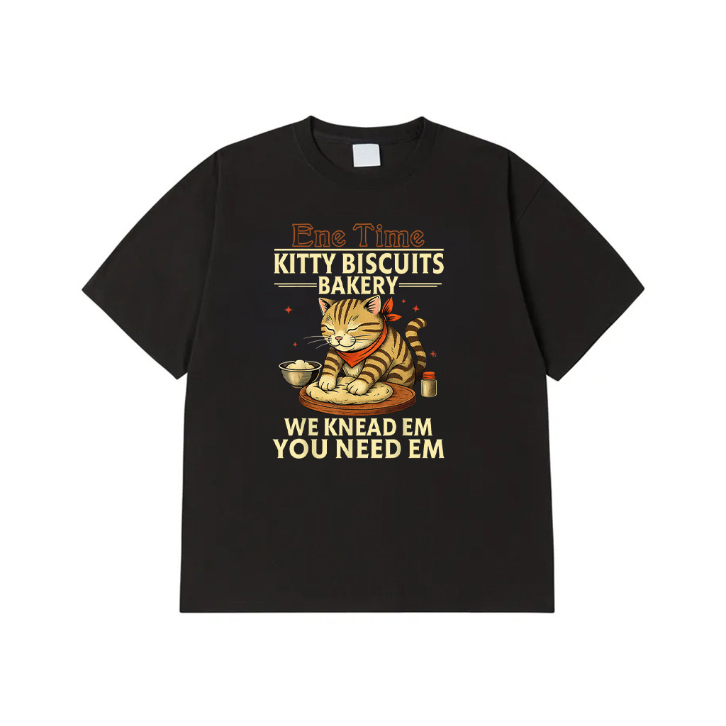 Kitty Biscuits Bakery We Knead Em You Need Em Purring Cat T-Shirt