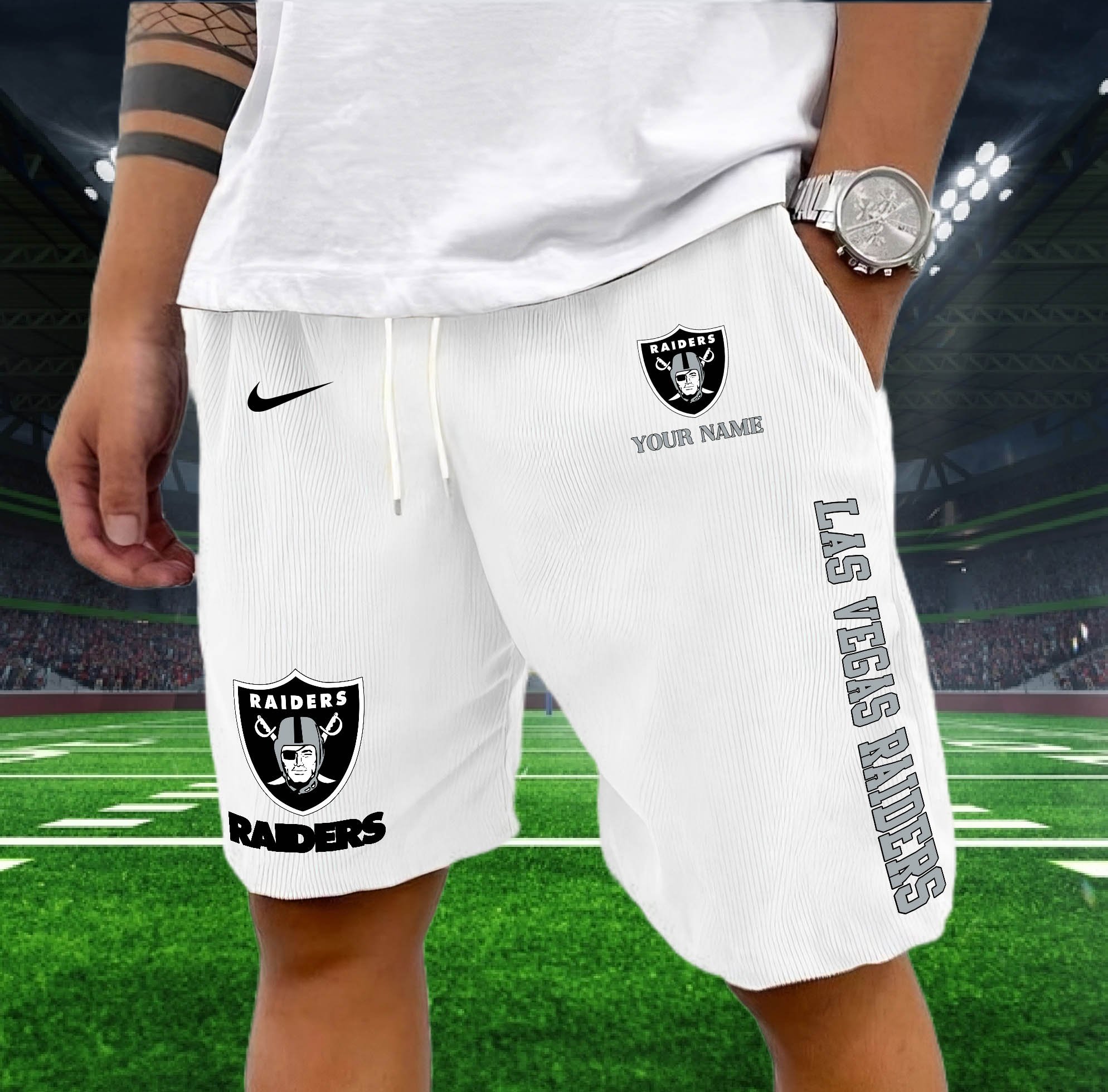 Las Vegas Raiders Corduroy Shorts Custom You Name, Sport Corduroy Shorts, Gifts For Fan