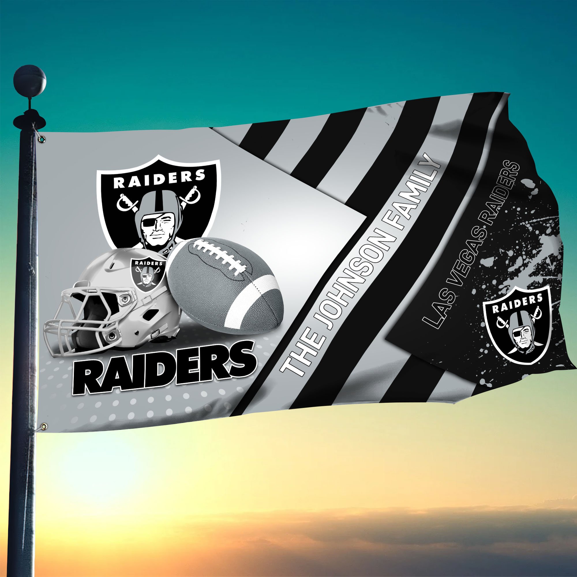 Las Vegas Raiders Flag 3X5ft 4X6ft Custom Your Family Name, Sport Team Flag, Sport Gifts