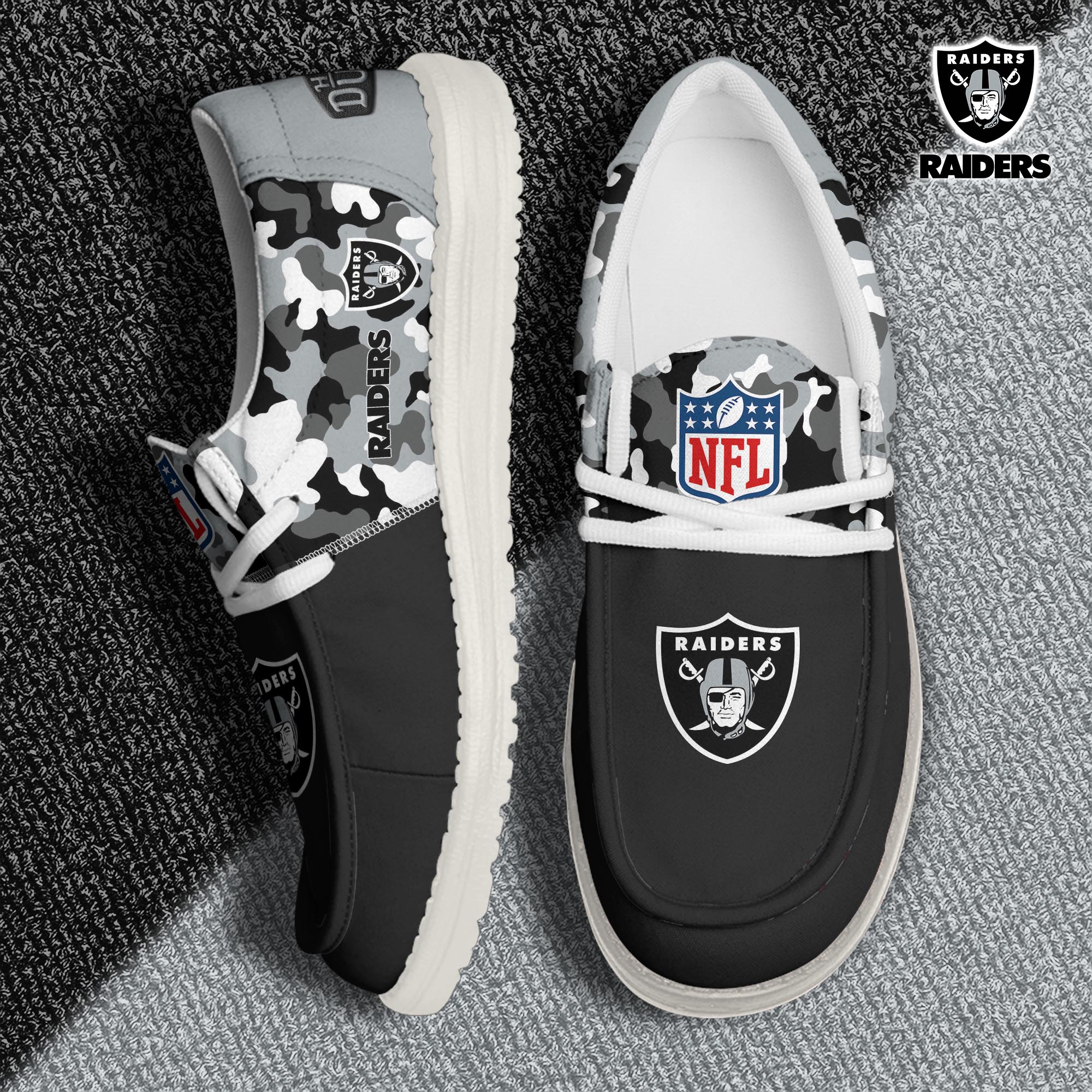 Las Vegas Raiders Football Hey Dude Canvas Loafer Shoes Custom Your Name, Sport Shoes For Fan, Fan Gifts