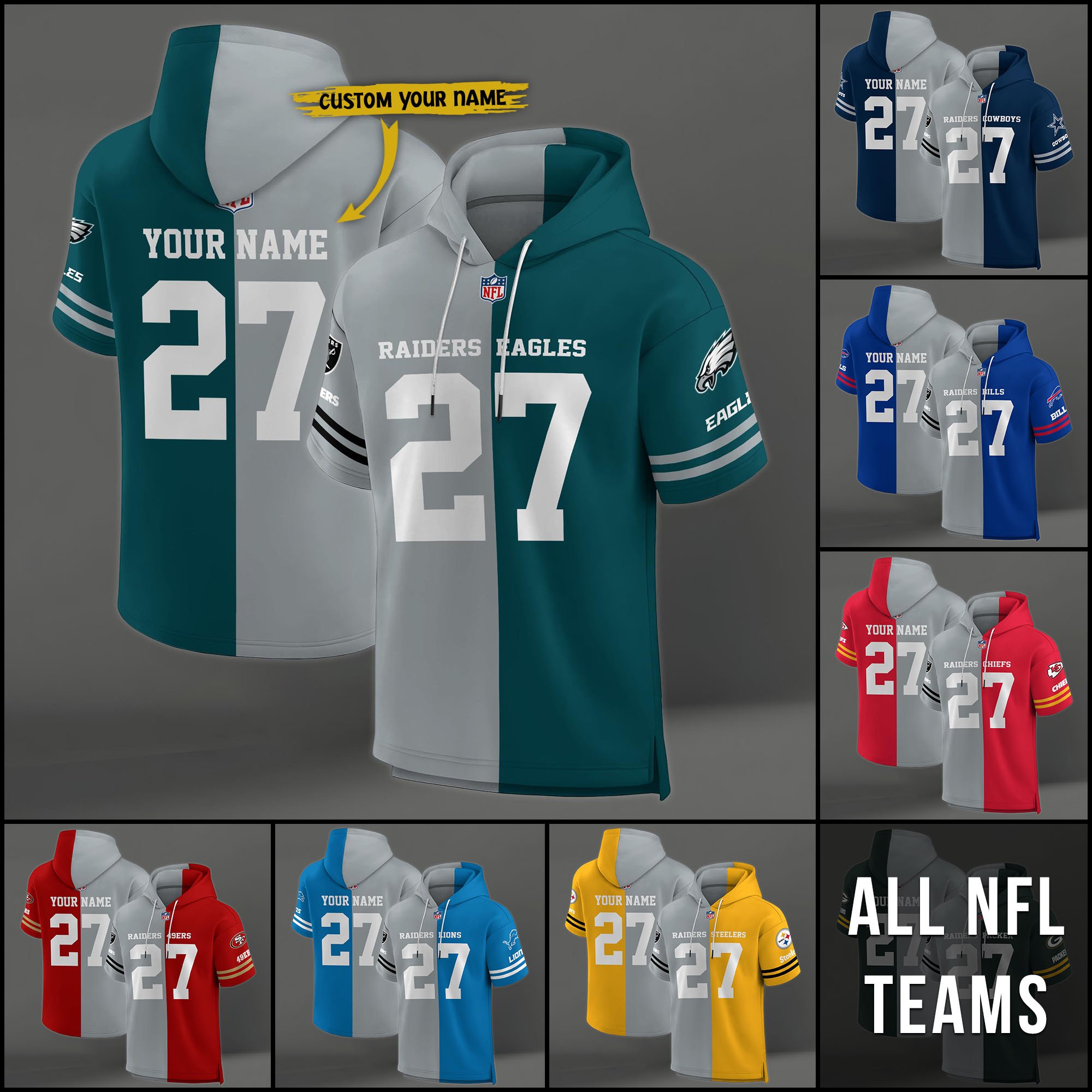 Las Vegas Raiders House Divided Hoodie Custom Name, Number And Team, Hoodie For Football Fans