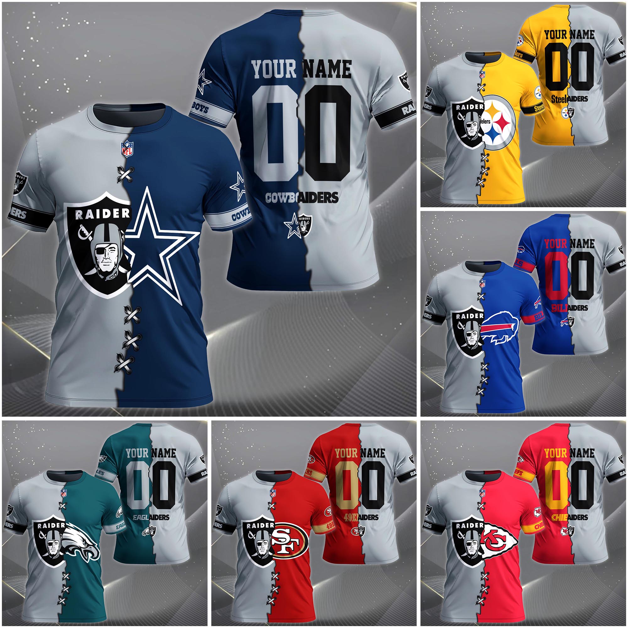Las Vegas Raiders House Divided T-Shirt Custom Name 2025 Version, Number And Team, Sport Shirts For Fan