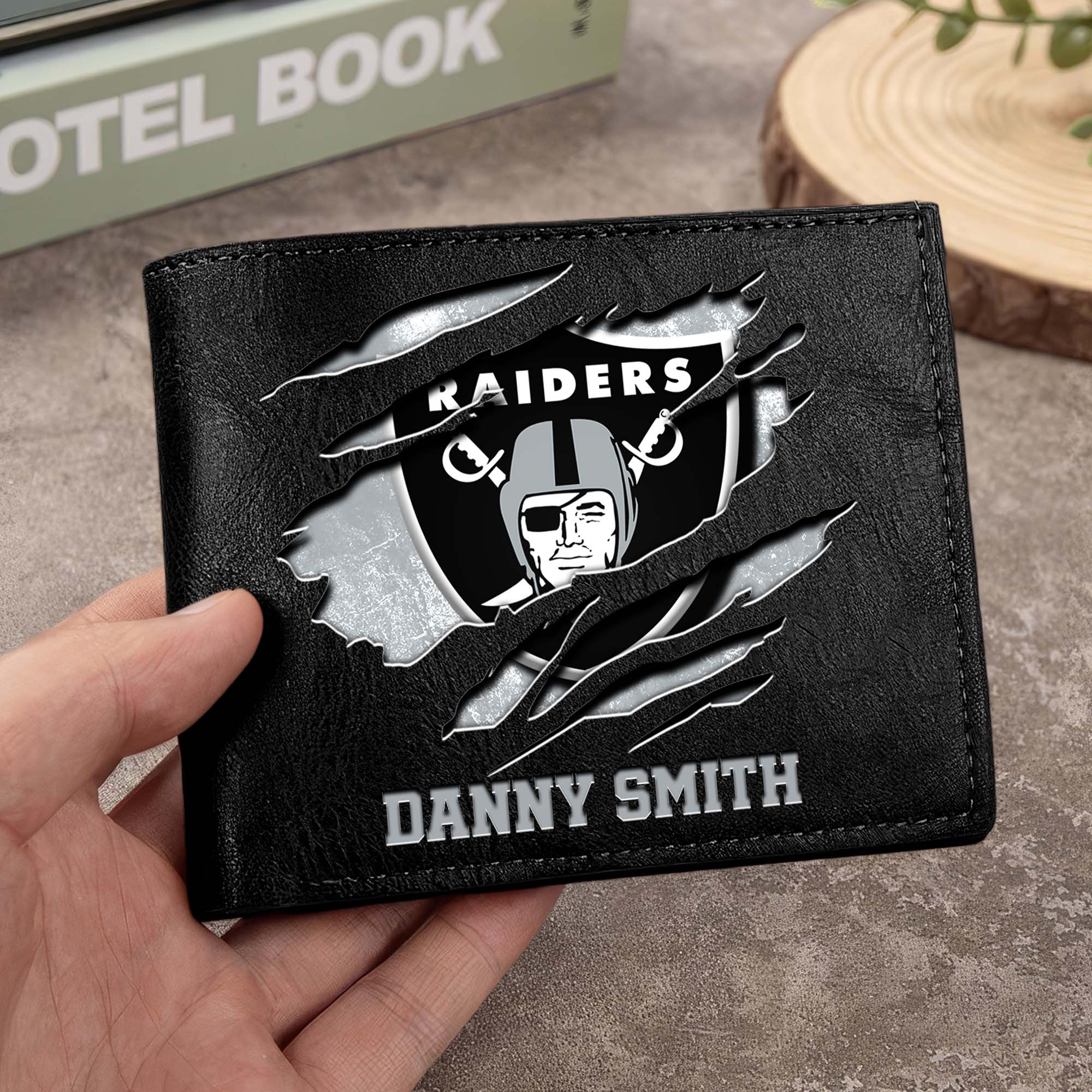 Las Vegas Raiders Men Wallet Custom Your Name, Football Team Men Wallet For Fans, Gifts For Football Lovers